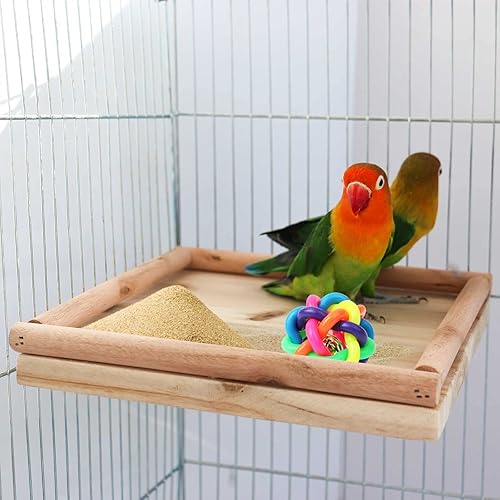 Miniatura 3 de Dnoifne Soporte de madera natural para loro, pájaro, jaula de pájaros de madera natural, accesorios de poste, perca de escalada de pie para loro,