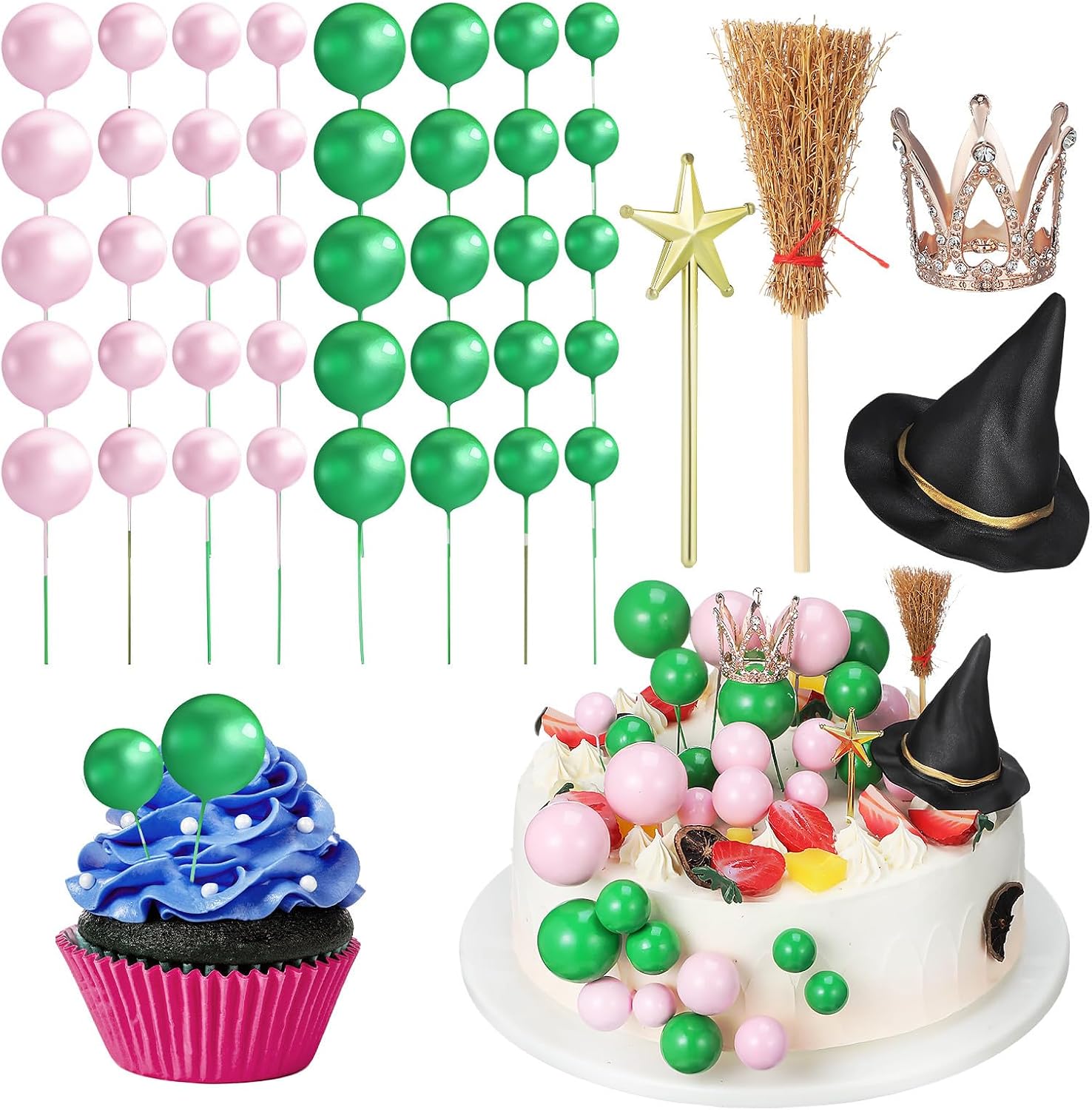 VALICLUD Witch Themed Cake Decoration Set for Halloween 44 Pcs image 2