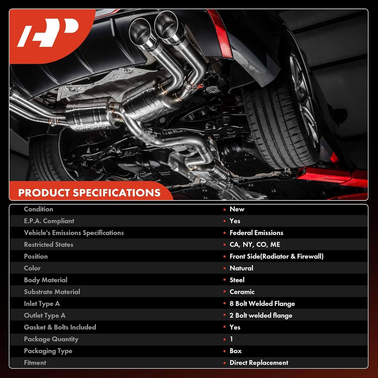 A-Premium Front Left & Right 2-PC Exhaust Manifold Catalytic Converter with Gasket Kit Direct-Fit Compatible with Hyundai Santa Fe 2007-2009L 3.3L, Veracruz 2007-2012 3.8L, E.P.A. Compliant
