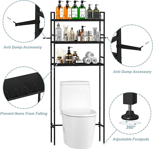 Miniatura 3 de Organizador de baño sobre el inodoro, organizador de baño de 3 niveles y estante ahorrador de espacio sobre el gabinete de almacenamiento para