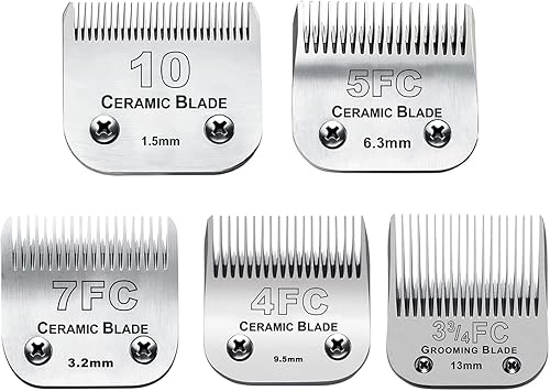 Paquete de 5 cuchillas de repuesto para cortar perros compatibles con Andis Pet ClipperOster A5Wahl KM Series Dog Clipper con hoja de cerámica y
