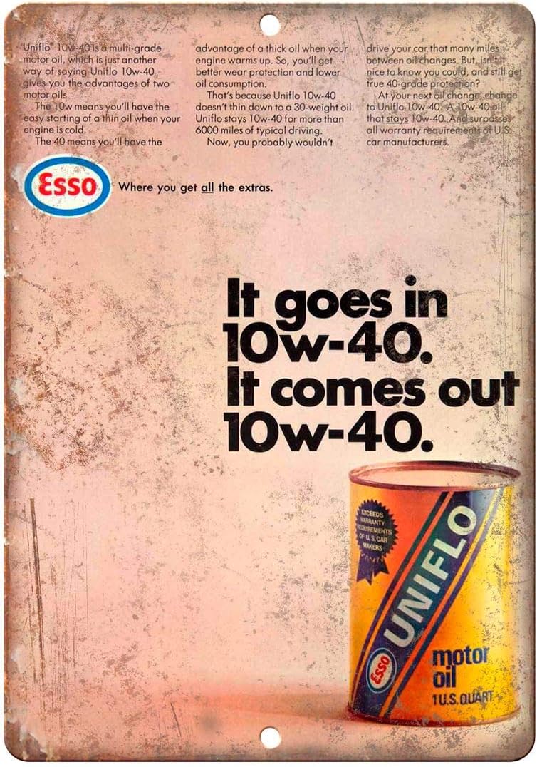 adkult Esso Uniflo Motor Oil Vintage Ad 12" X 9
