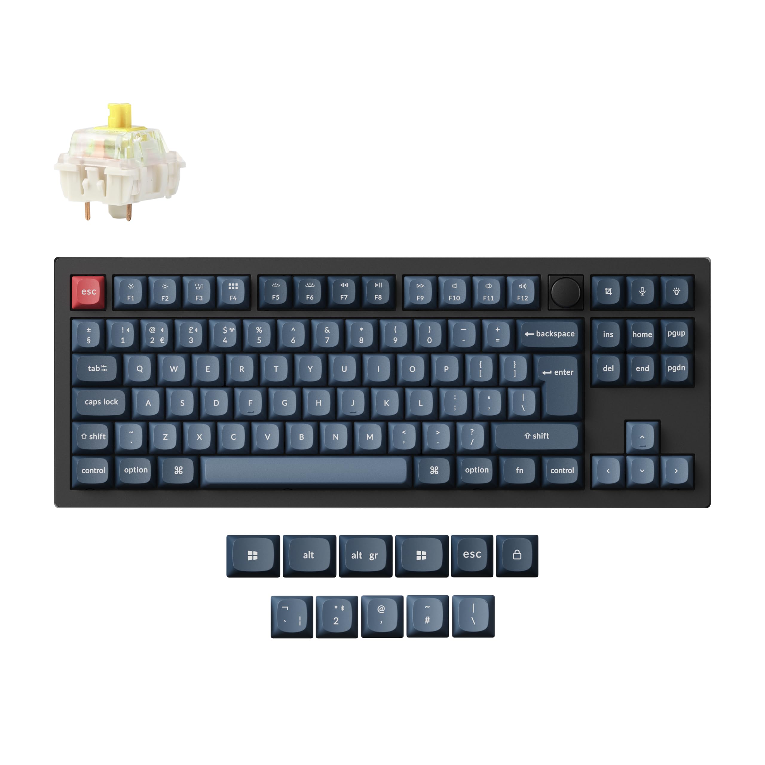 Keychron V3 Max Wireless Custom Knob Mechanical Keyboard, Programmable 80% Layout Bluetooth 5.1/2.4 GHz/Wired with RGB Hot-swappable Gateron Jupiter Banana Switch for Mac Win Linux - UK Layout