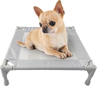 Pozico Elevated Pet Bed with Breathable Mesh for Small Cat and Dog, Raised Cooling Pet Cot for Puppy and Kitty, 18.9x18.9 inch (Gray)