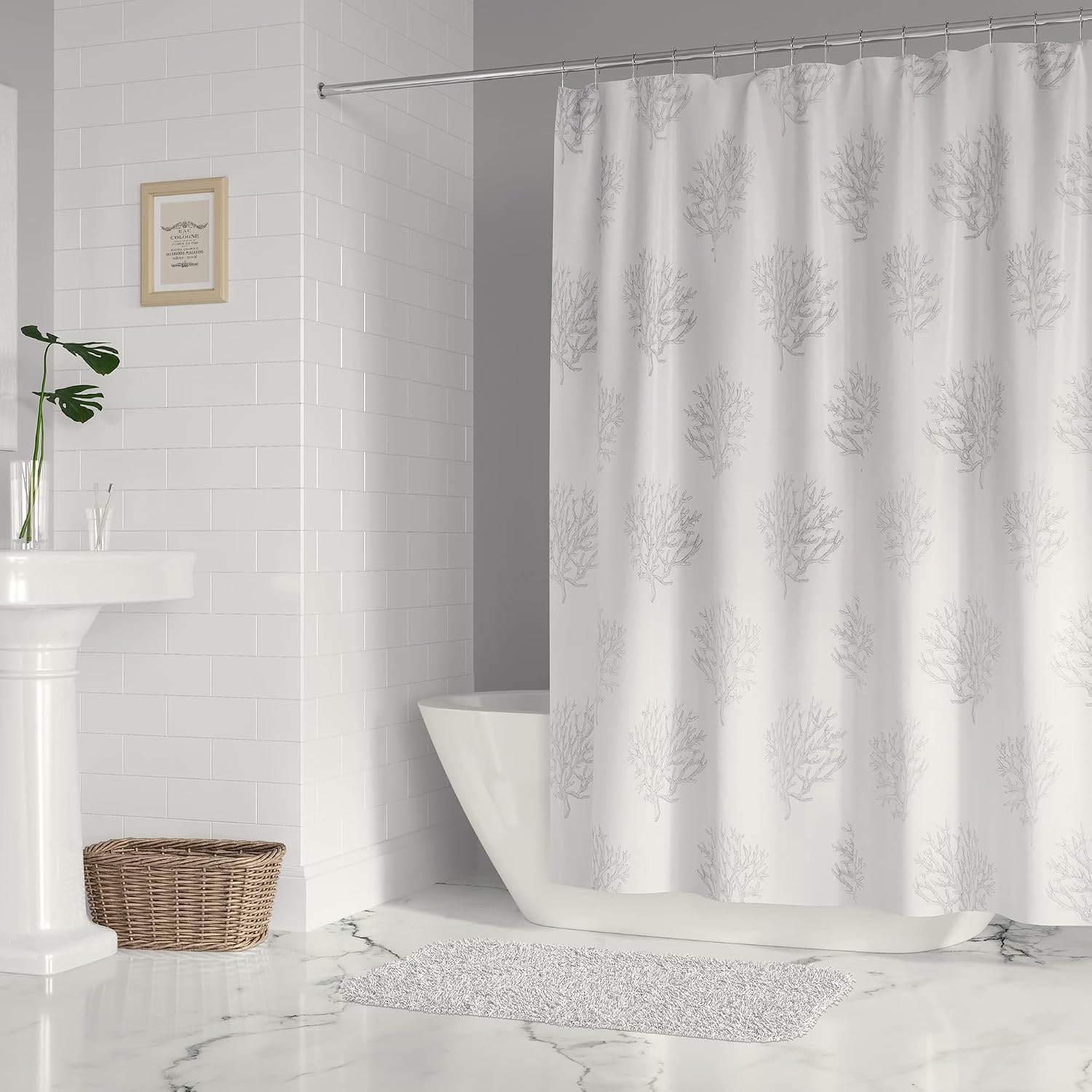 Levtex Home - Nantucket - Shower Curtain (72x72in.) with Button Holes - Coastal - Grey and White