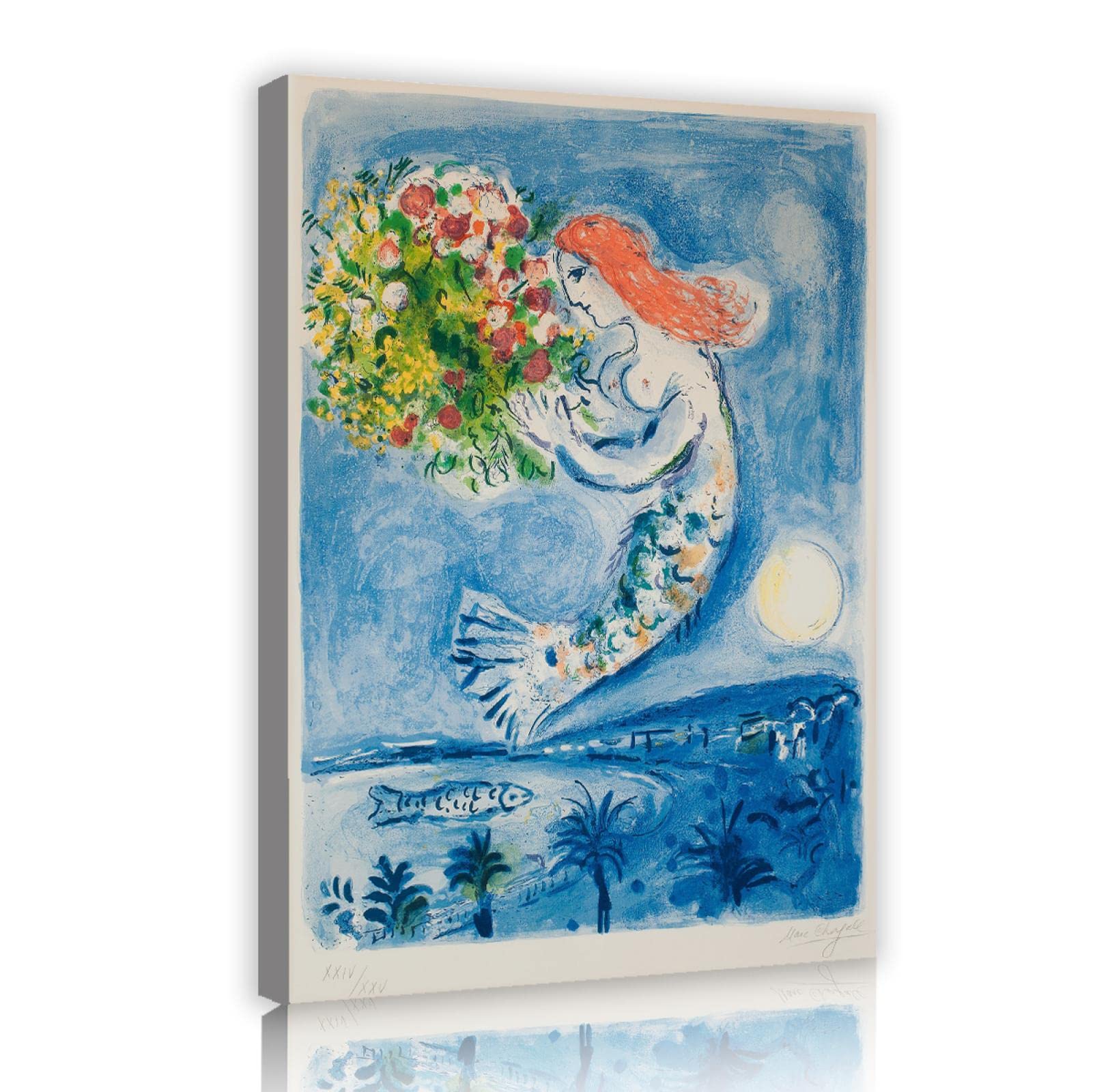 Giclee Print Canvas Wall Art Sunshine Flowers Pictures for Living Room and Bedroom Marc Chagall Framed Prints for Bathroom Wall Decor 38x25cm Innerframe