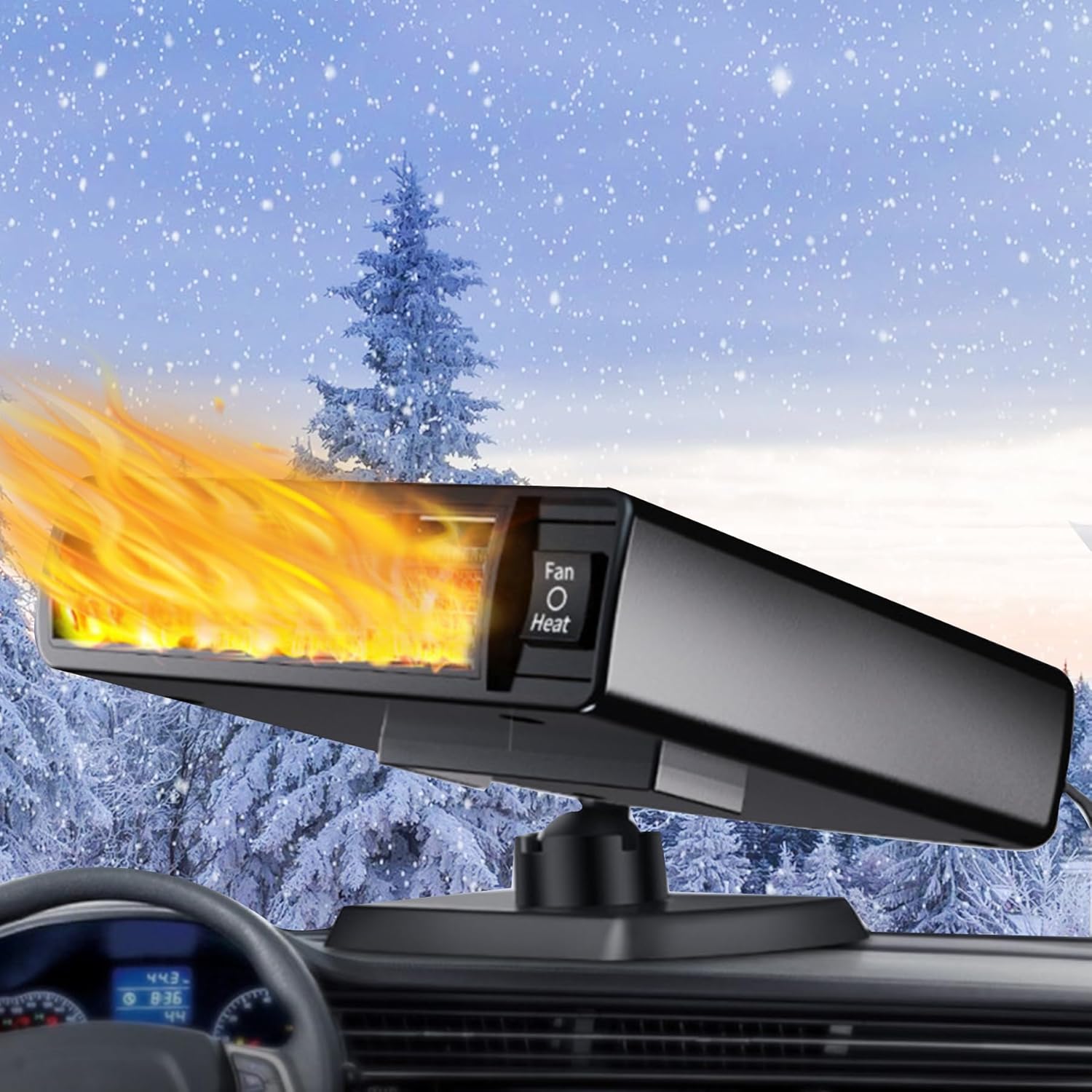 Portable Car Heater, 12V Car Space Heater for Winter, Plug in Car Defroster, Defroster for Car Windshield,Cigarette Lighter Heater for Universal Cars, Suitable For Universal Cars, Black