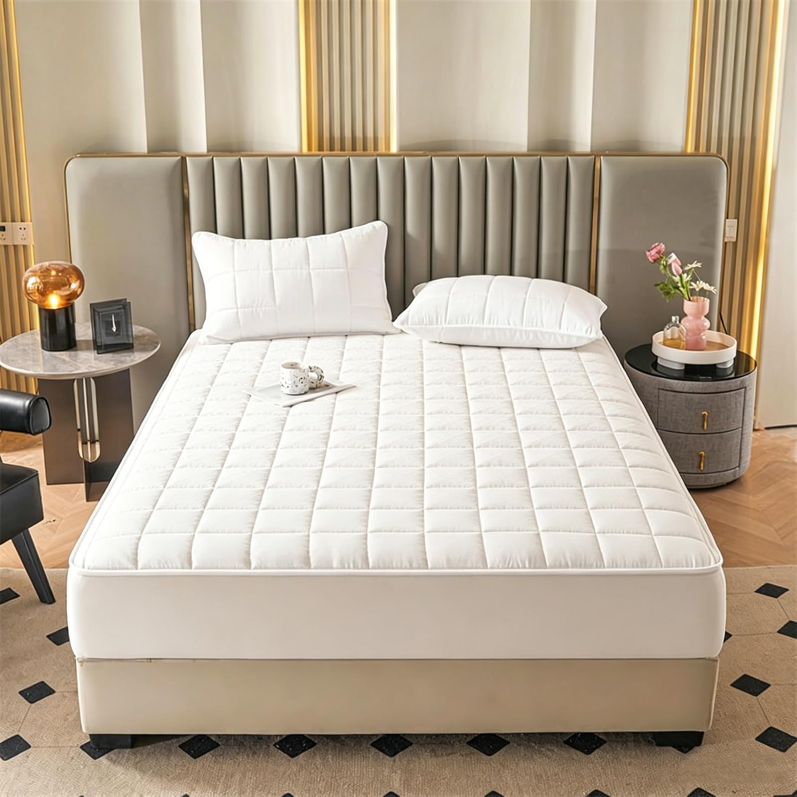 Coprimaterasso 6 Lati con Cerniera, Lavabile Traspirante, Fodera Morbida | Rimovibile in Lavatrice, Traspirante Ipoallergenico, Tasche Profonde 8-30cm, per Casa o Hotel(Bianco,150x190+25cm)