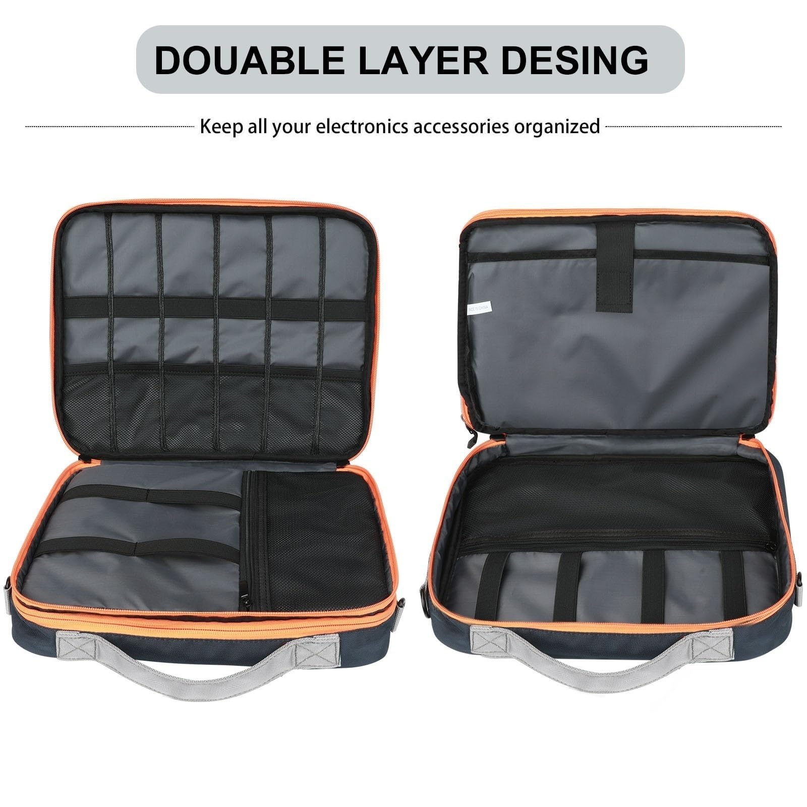 Bolsa Organizadora De Cables 2 Fundas Organizadoras De Cables Electrónicos Doble Capa 11,6 Pulgadas, Estuche Portátil For Discos Duros, Y Cargadores para Cable De Datos(Black)