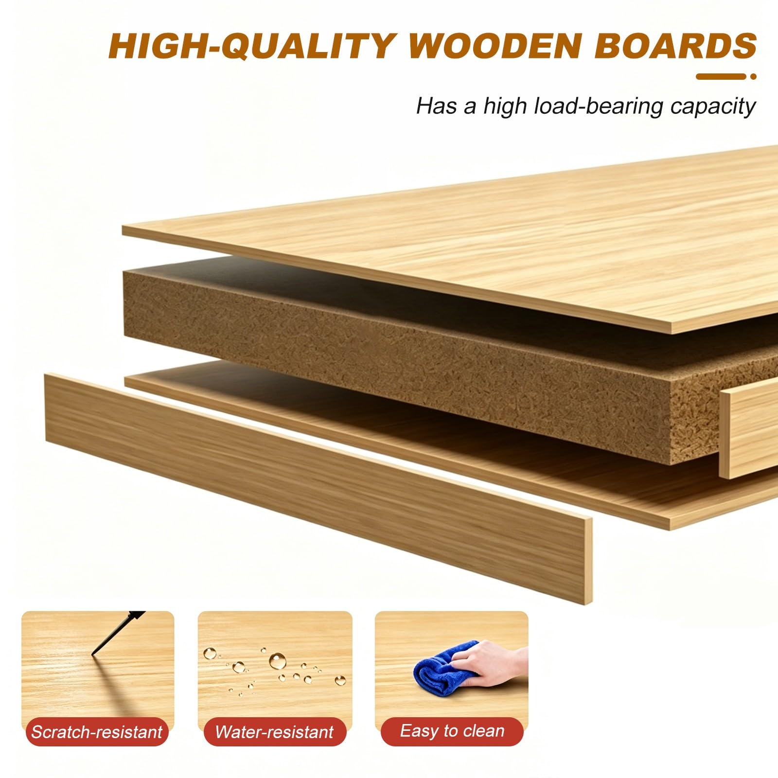 Escritorio de Madera para 2 Personas con cajones, para hogar y Oficina Natural,L200 cm