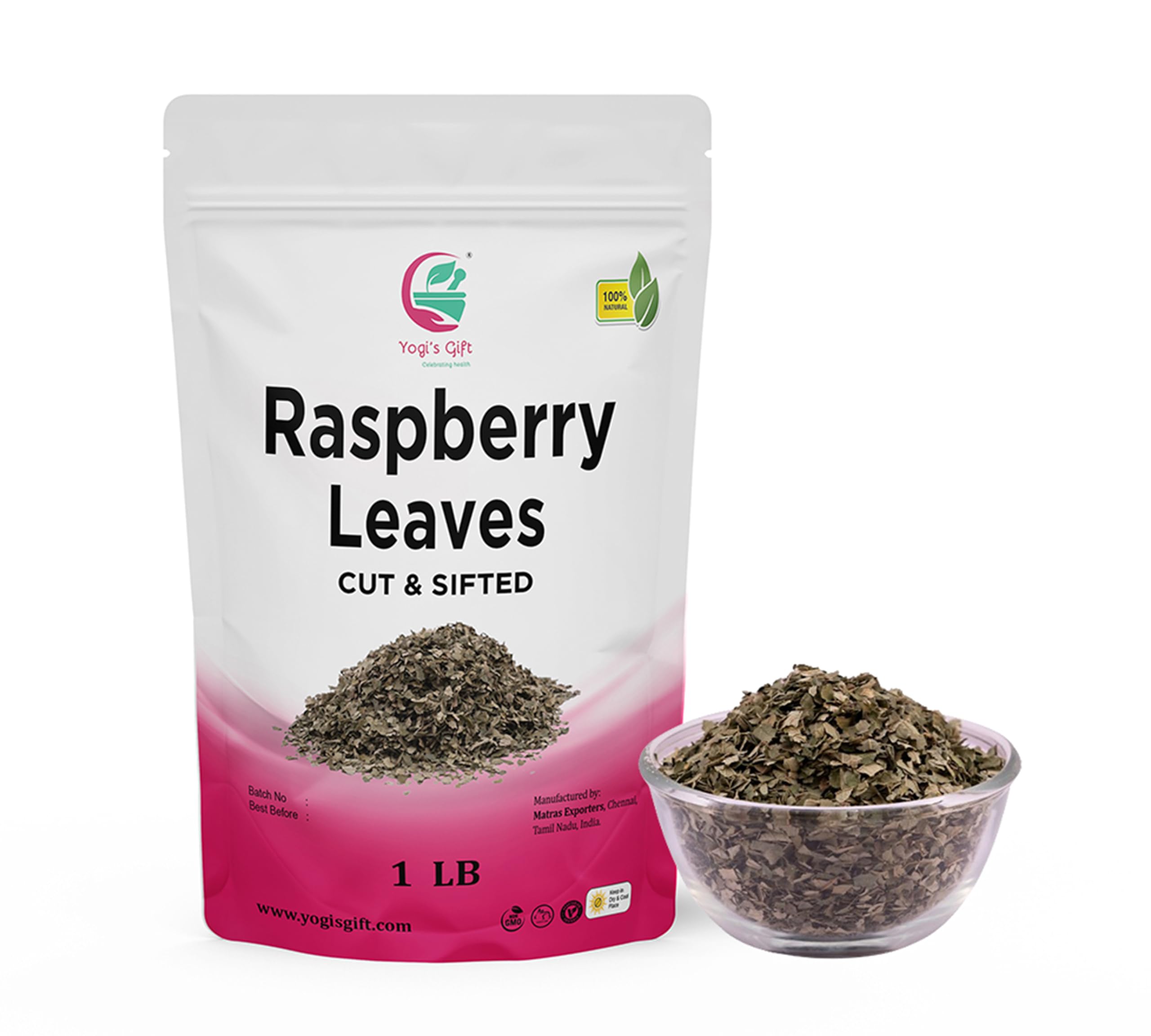 Raspberry Leaf tea 1 LB | Cut and Sifted | 100% Pure and Natural Herbal Tea | Non-GMO, Ethically Sourced | by Yogi's Gift®