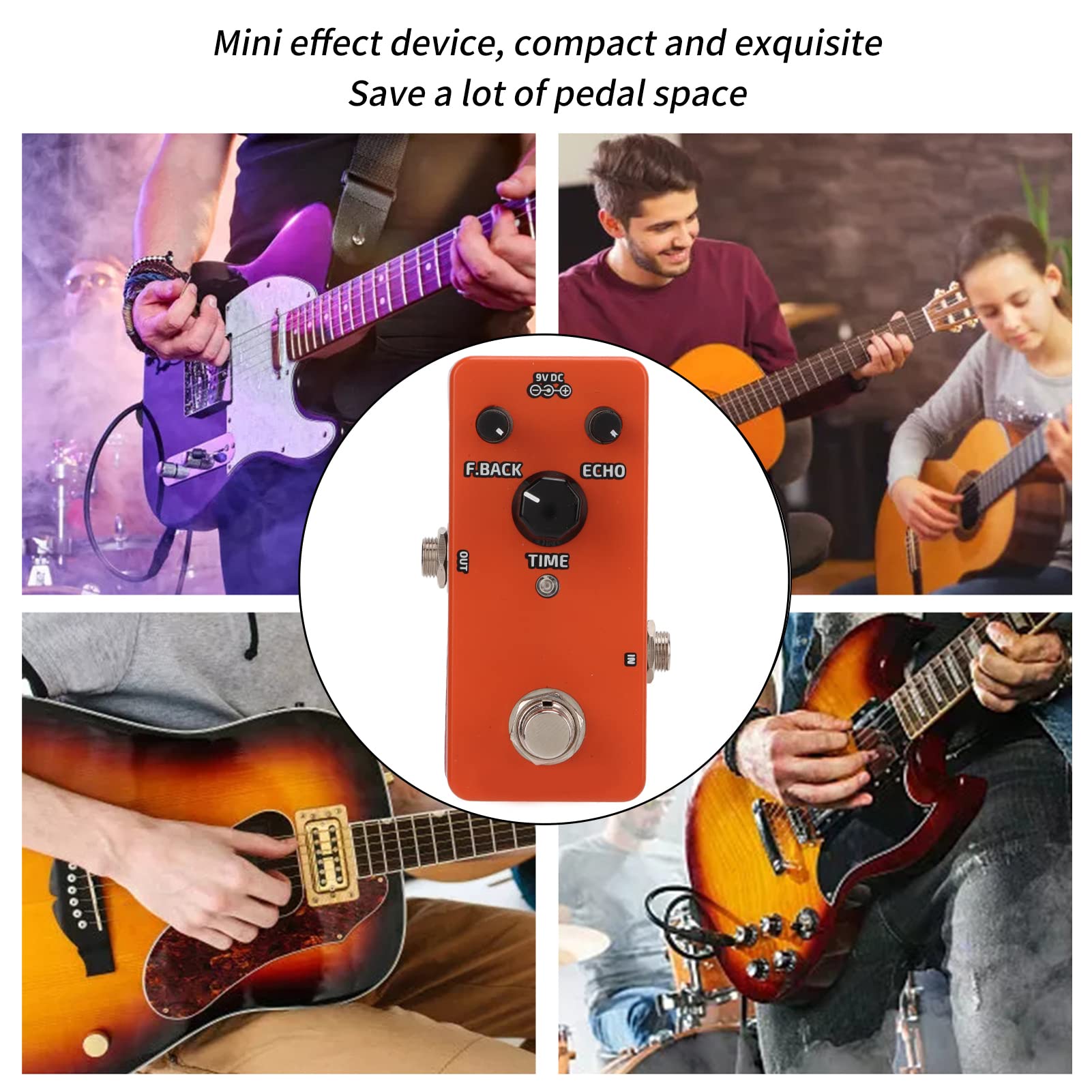 CHICIRIS Analogowy pedał Efektów Delay, pedał Efektów Gitarowych Vintage Mini Single Block z True Bypass i Wskaźnikiem LED, Zapewniający Ciepły, Czysty i Gładki Dźwięk Opóźnienia w Stylu