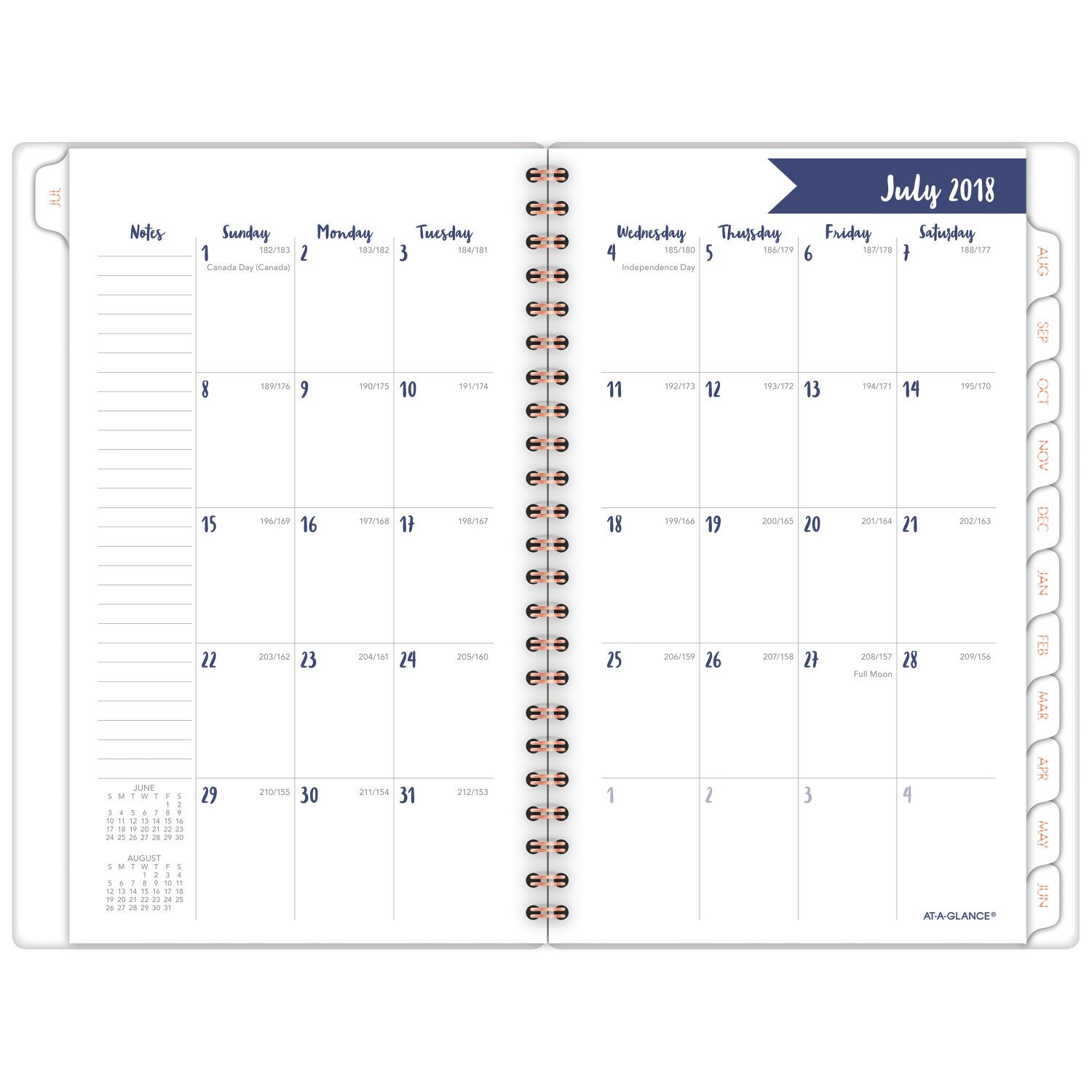 AT-A-GLANCE 2018-2019 Academic Year Weekly & Monthly Planner, Small, 4-7/8 x 8, Carousel Stripe (1112S-200A)