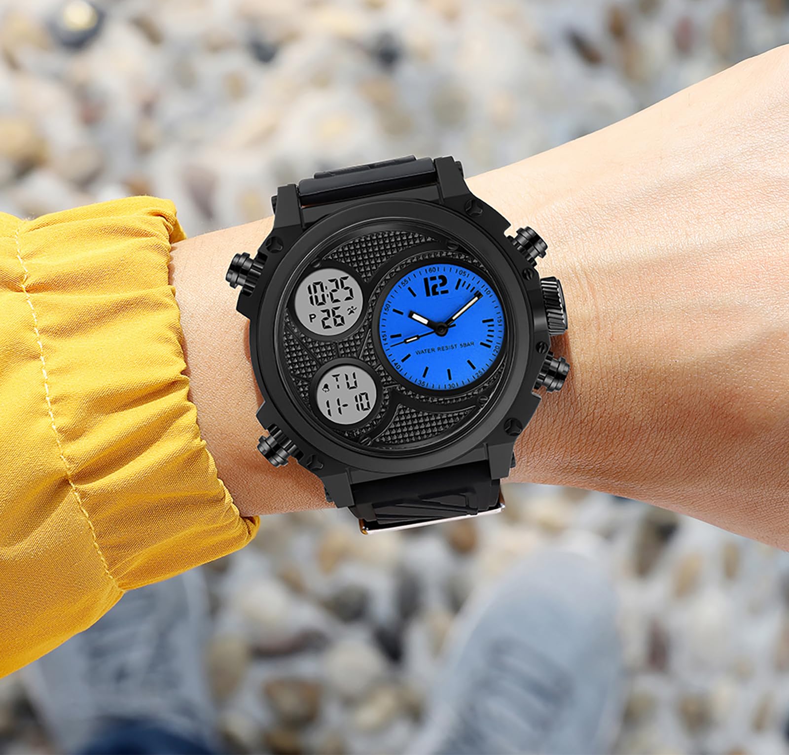 findtime Montre punk pour homme avec affichage surdimensionné