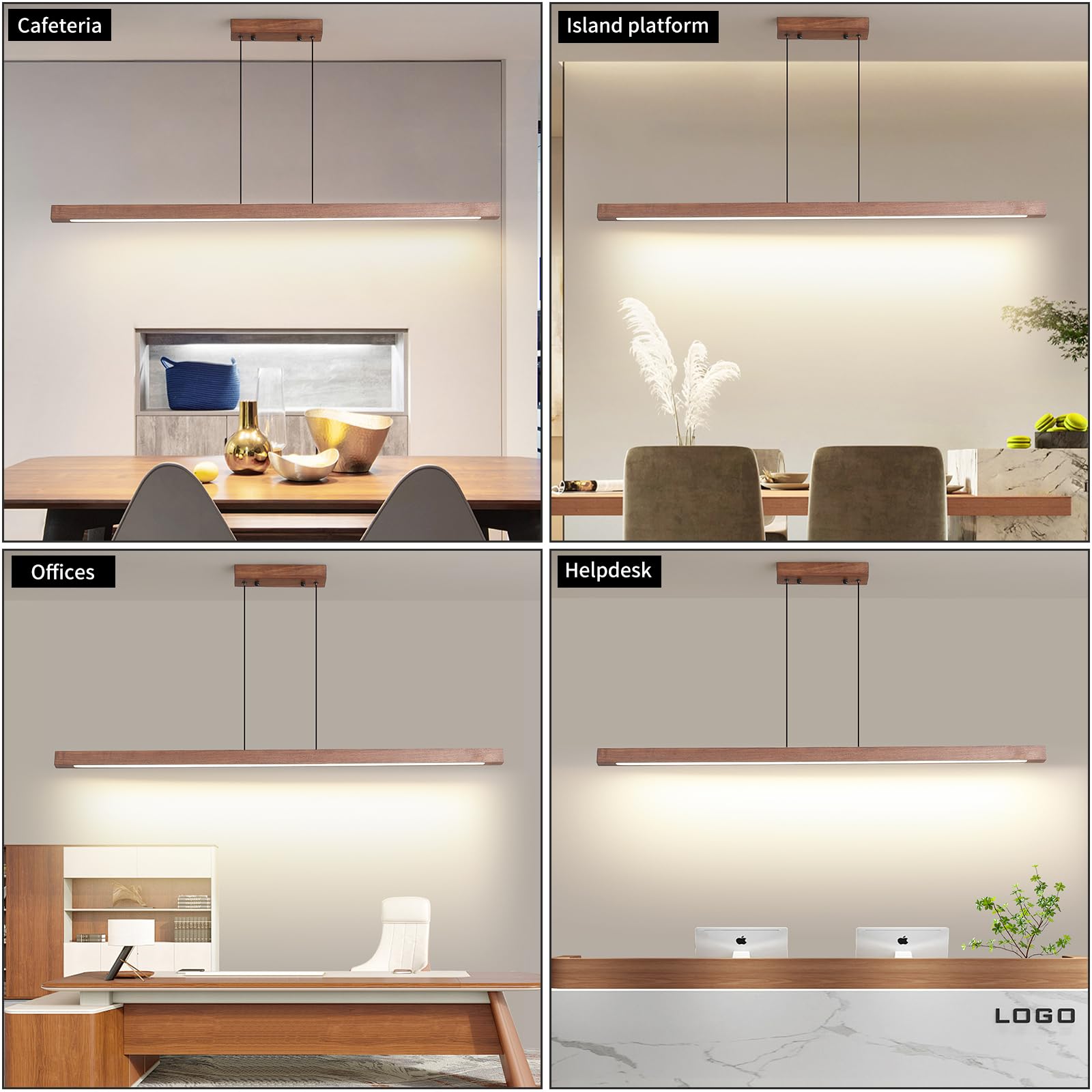 Mikeru 120CM Lampe Suspendue LED pour Salle à Manger, 40W Lampe Suspendue Linéaire en Noyer Dimmable avec Télécommande, Réglage de la Température de Couleur de 10% à 100%, Pour Cuisine, Salle à Manger