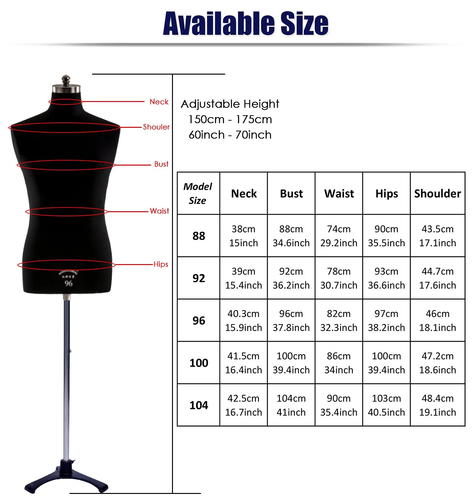 Maniquí De Costura Masculino De Gran Tamaño, Torso Estable, Maniquí Adulto para Costura, Confección Y Sastrería, Altura Ajustable.