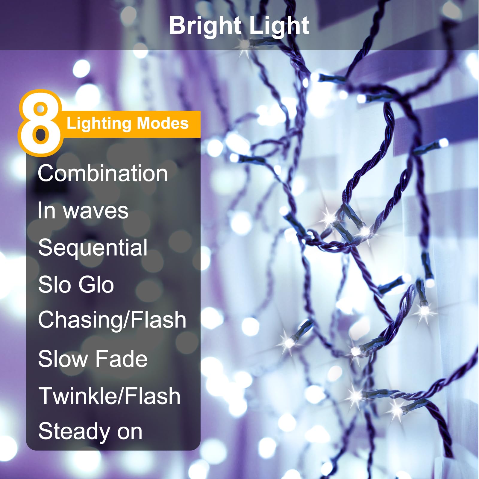 FFZZKJ Solar String Lights Outdoor Garden 50LED 5M 16.4FT Garden Lights Solar Powered Waterproof 8 Modes for Patio/Yard/Tree/Gazebo/Terrace/Party/Wedding - Image 3