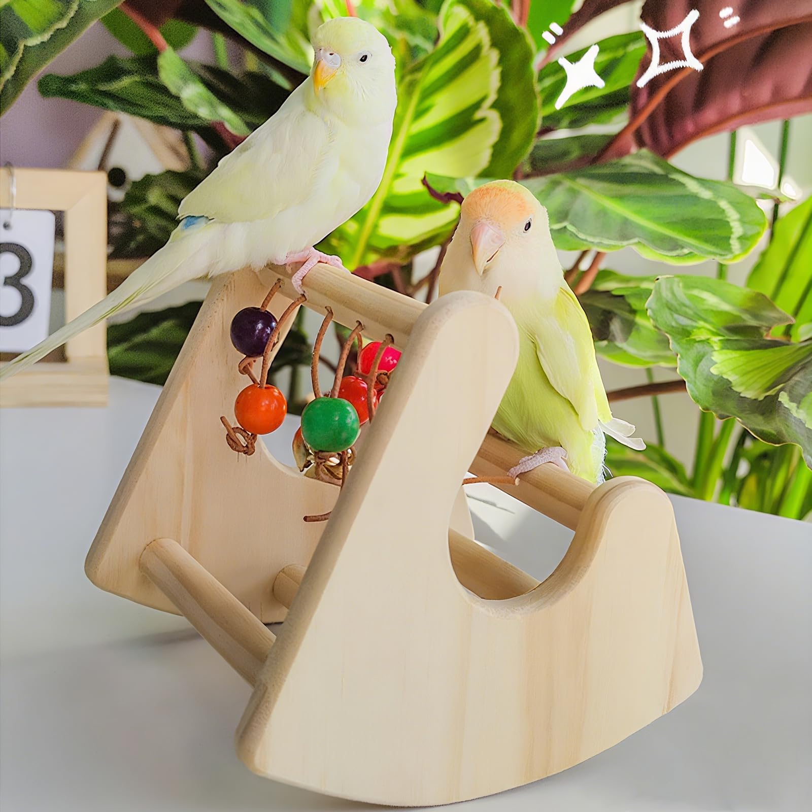 Bird Toys for Parakeets, Bird Perch Toy, Interactive Rocking Parakeet Toys, Enrichment Cockatiel Toy, Wooden Stand for Parakeets Cockatiels Lovebirds Conures Budgies (Interactive Cradle) - image 7