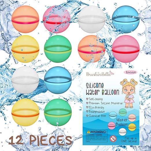 Magnetic Reusable Water Balloons, Quick Fill Self-Sealing Water Bomb Splash Balls, Refillable Water Balloons for Swimming Pool, Water Fight Game, Summer Party Fun