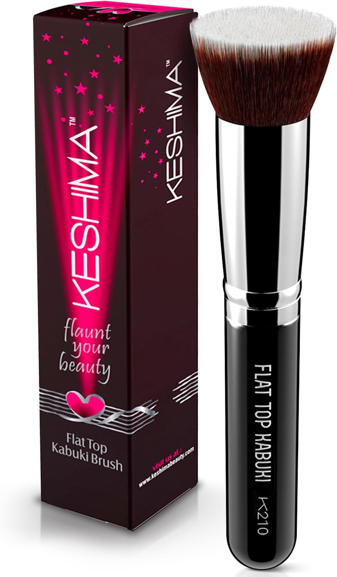 Keshima (Regular) - Flat Top Kabuki Foundation Brush By - Premium Makeup Brush for Liquid, Cream, and Powder - Buffing, Blending, and Face Brush