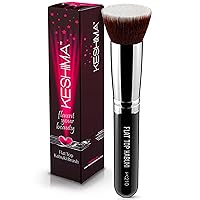 Vista 7 de Keshima Brocha de base plana Kabuki – Brocha de base prémium para maquillaje líquido, crema y polvo, pulido, mezcla y cara (tamaño regular, blanco)