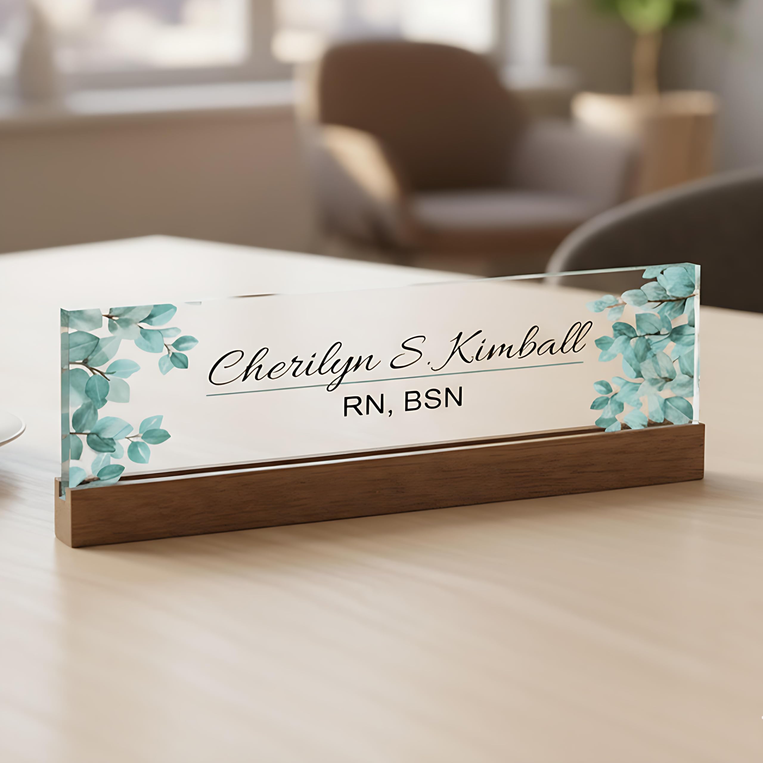 ARTBLOX | Office Personalized Name Plate Leaf V4 Design
