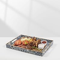 Vista 6 de Bandejas Boho para Mesa de Café, Bandeja de Servir con Asas, Bandeja Grande para Otomana, Bandeja Decorativa Moderna para Sala de Estar