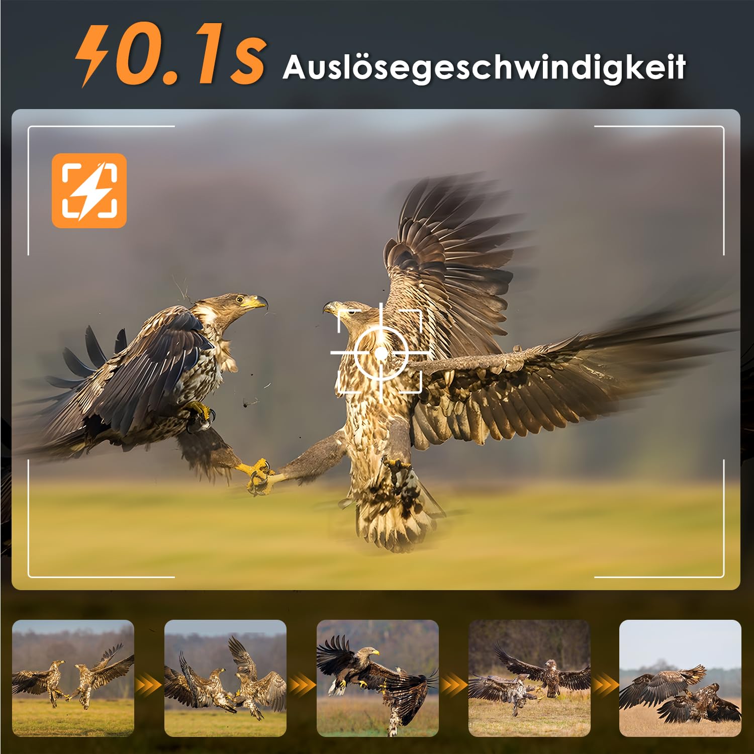 Wildkamera WLAN mit Handyübertragung App, 4K 64MP Solar Akku 5200mAh Bewegungsmelder Nachtsicht 0,1s Auslösezeit Bluetooth IP66