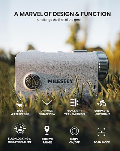 Miniatura 2 de MiLESEEY Pocket Golf Rangefinder with Slope onOff, 0.1s Flag Lock Pulse Vibration, IP65 Waterproof,1000 Yards Rechargeable Laser Range Finder