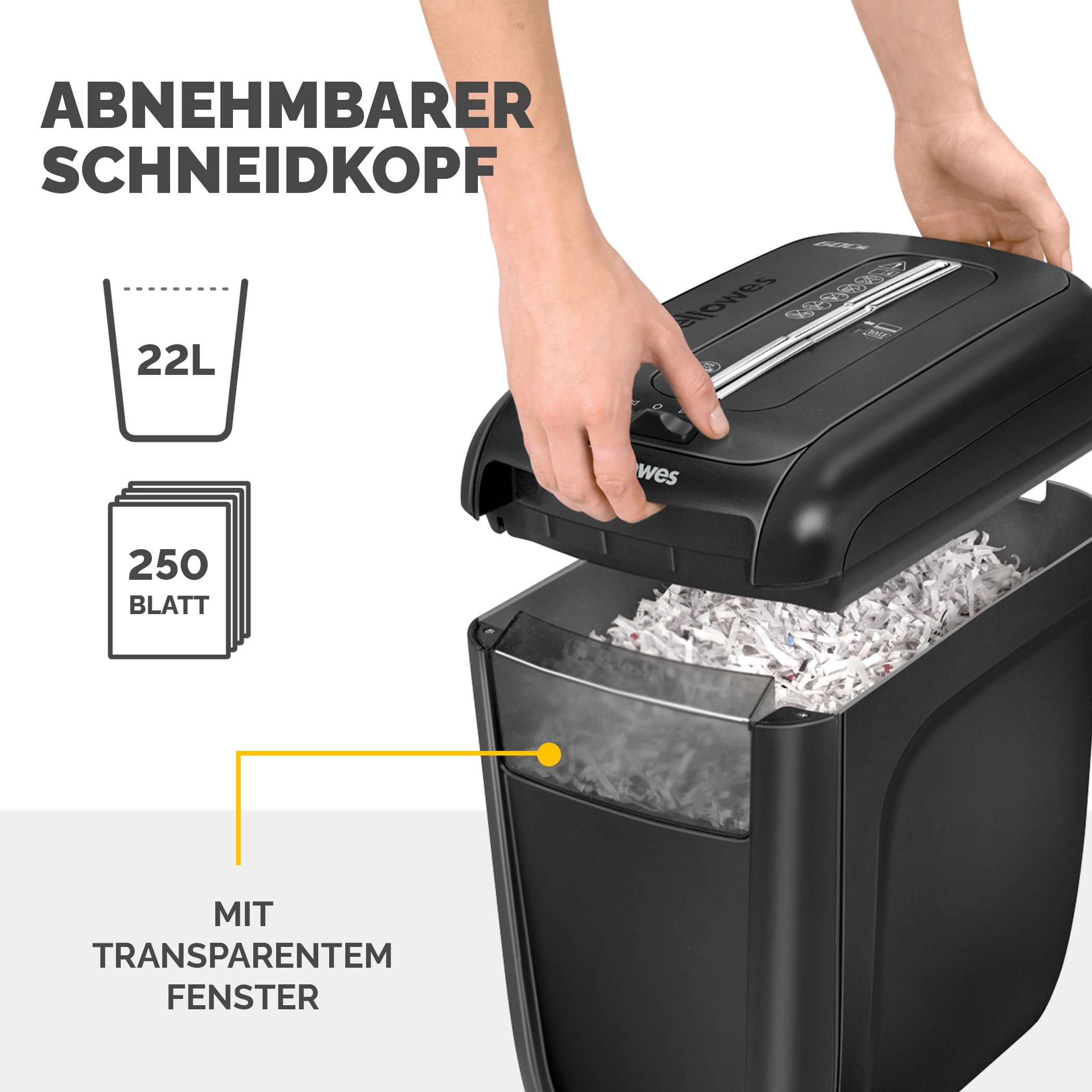Fellowes Aktenvernichter Powershred 60Cs, Partikelschnitt (P-4), 10 Blatt, für Zuhause/Home Office, mit patentierter SafeSense Technologie