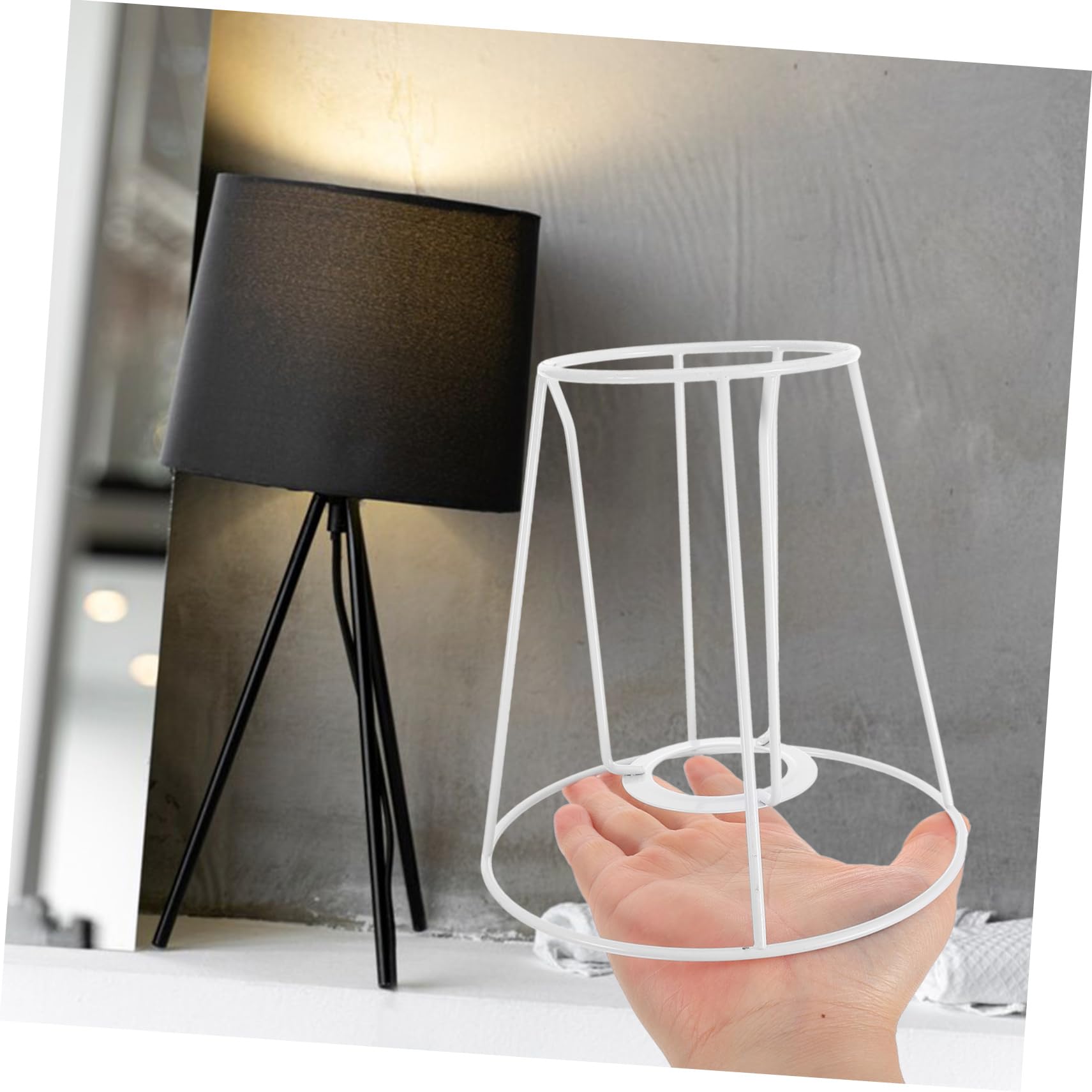 Cadre D'abat-jour Robuste E27 – DIY, Métal Blanc, Portable – Pour Bar, Mariage