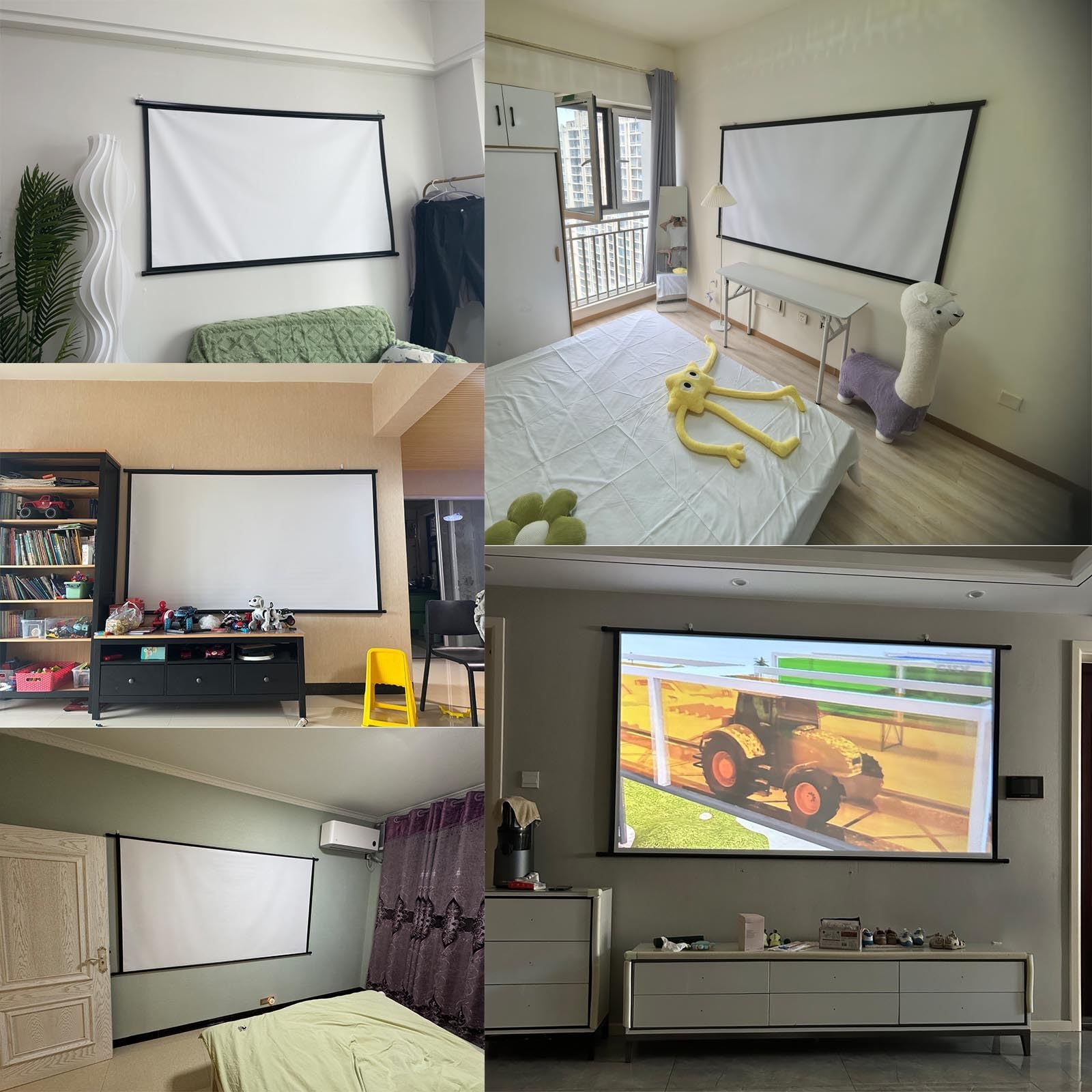 Schermo Cinematografico Portatile, 4K HD Telo Proiettore 30 50 72 Pollici | Telo for Videoproiezioni, Schermo Di Proiezione A Parete, for Casa Ufficio, Scuola, Presentazioni(60in 16:9)
