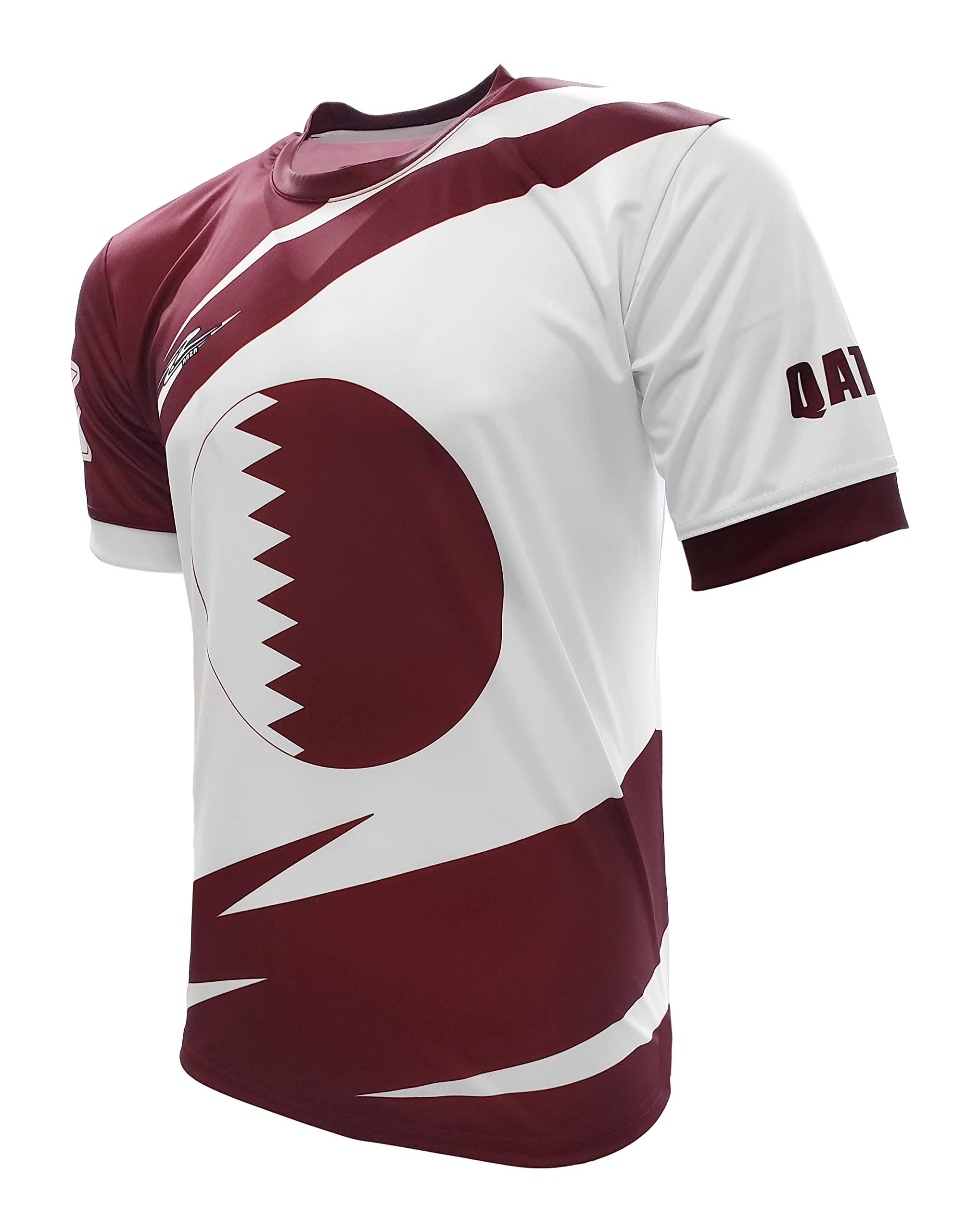 Arza Sports Men's Qatar Fan Jersey Design Color Burgundy/White (Small)