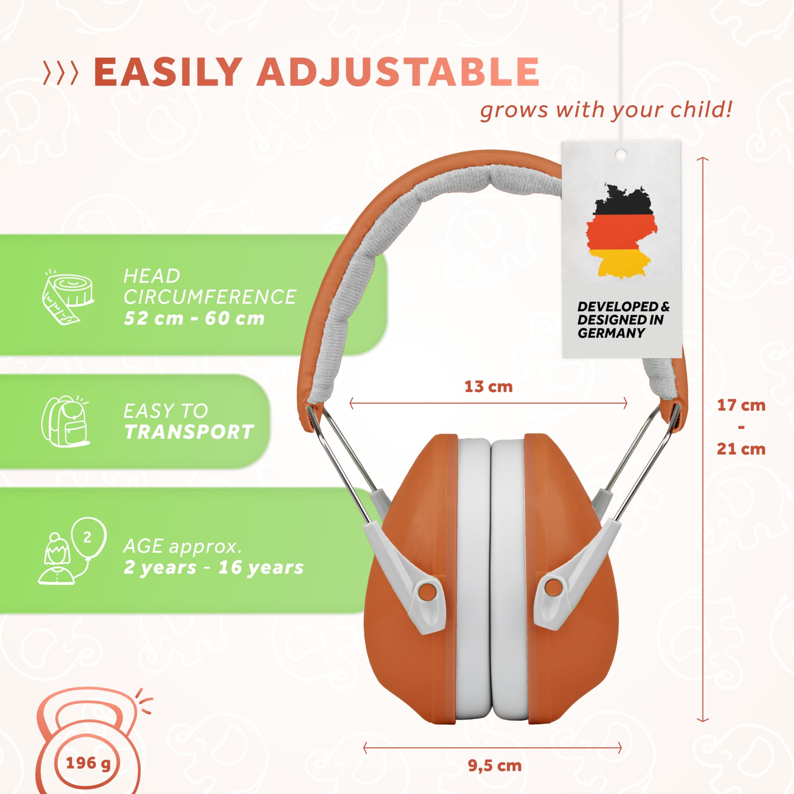 Schallwerk ® Ear defenders Kiddies, Coral Red - Image 4