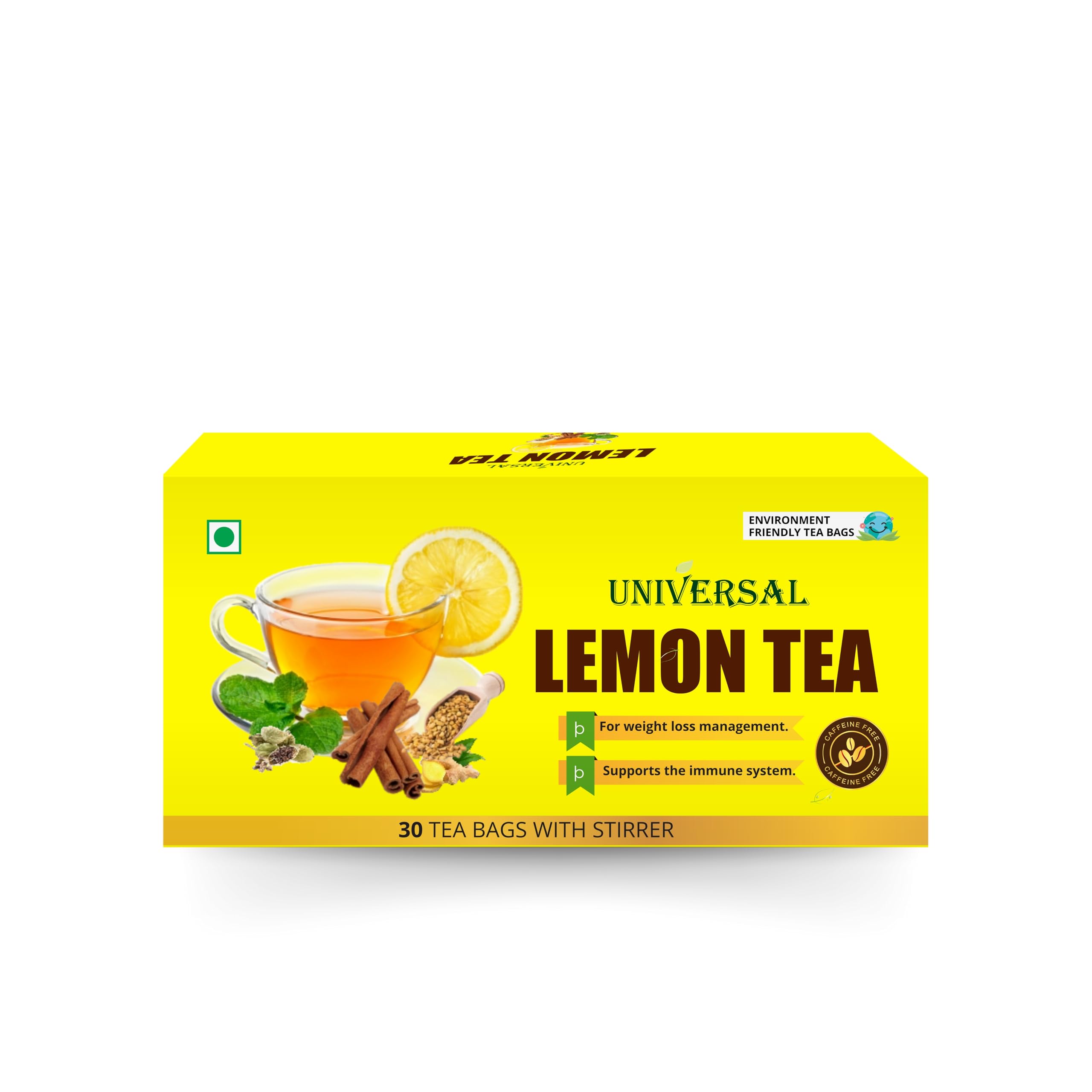 Universal Lemon Tea with Cinnamon and Ginger, Weight Management and Immunity Support, 30 Tea Bags with Stirrer, Pack of 4-image-7