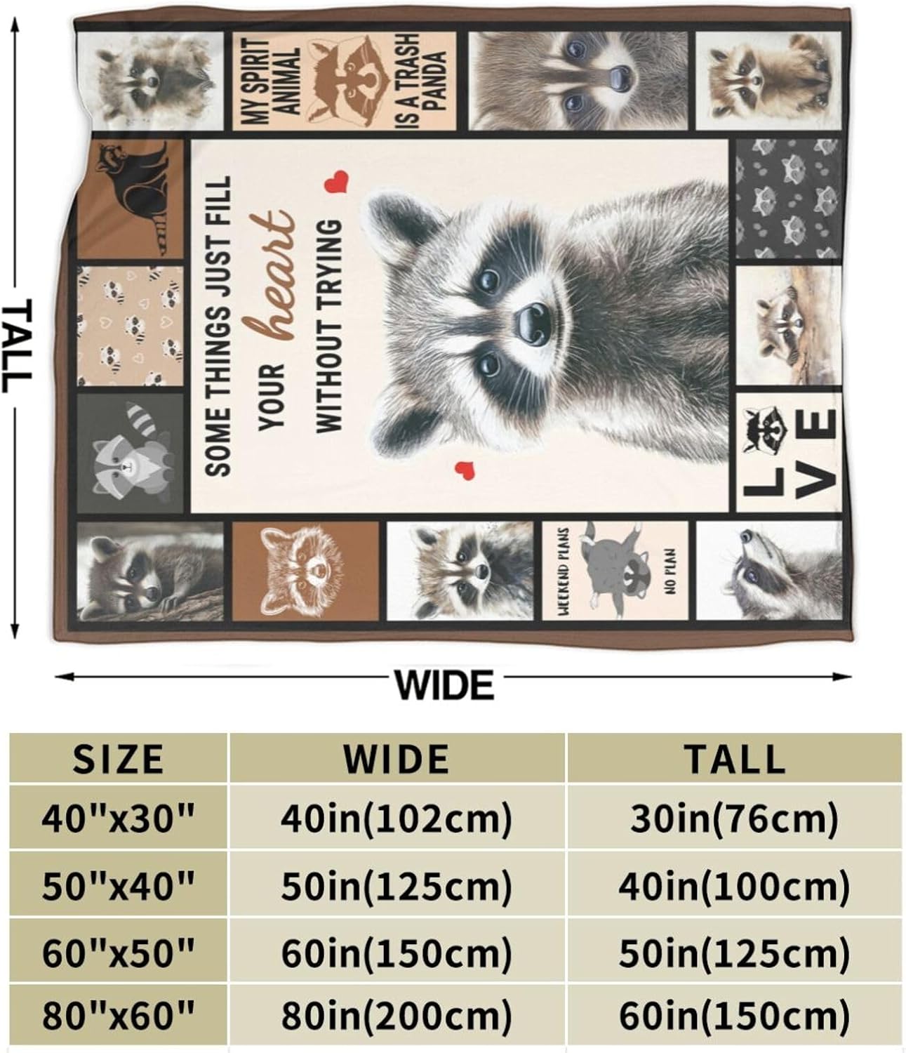 Raccoon Blanket Soft Cozy Raccoon Animal Throw Blanket Gift for Women Girls Super Plush Warm Trash Panda Stuff Lightweight Fleece Flannel Gift Blankets for Kids Adults 50"X40" - Image 5