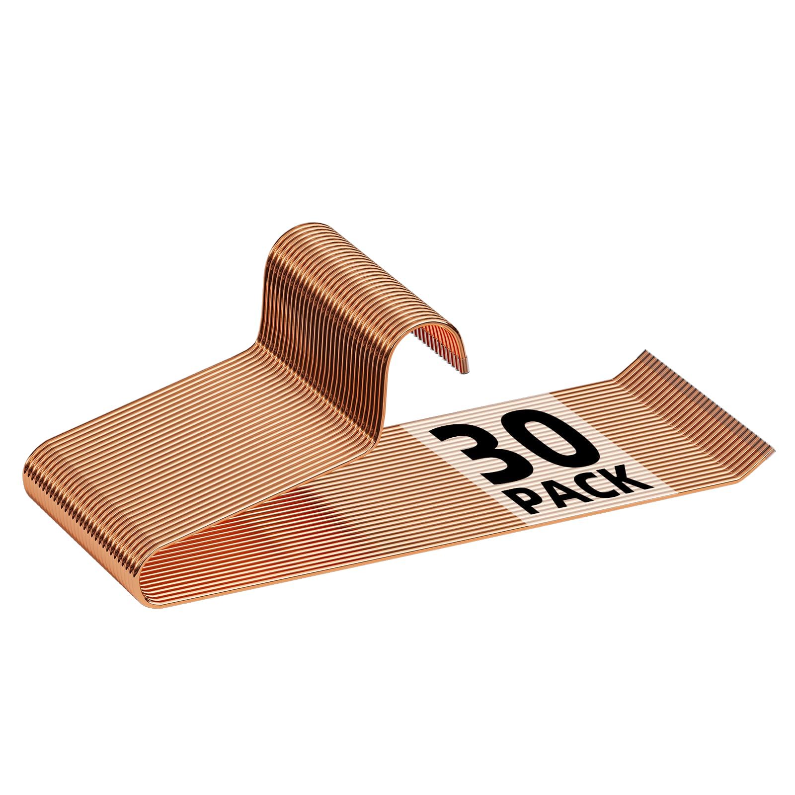SPECILITE 30 Pack Open Ended Metal Pants Hangers for Jeans, Slacks, Leggings, Towel, Scarf, Heavy Duty & Space-Saving, Rose Gold