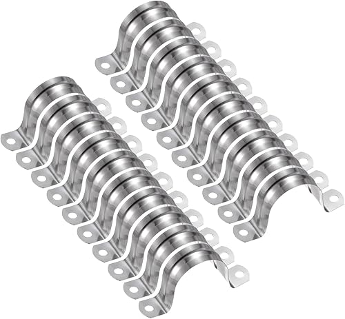 Miniatura 72 de HARFINGTON 10 abrazaderas de conducto de 3/16 pulgadas de 0.197 in, abrazadera de tubo M5 U, correa de tubo rígida de acero inoxidable, soporte