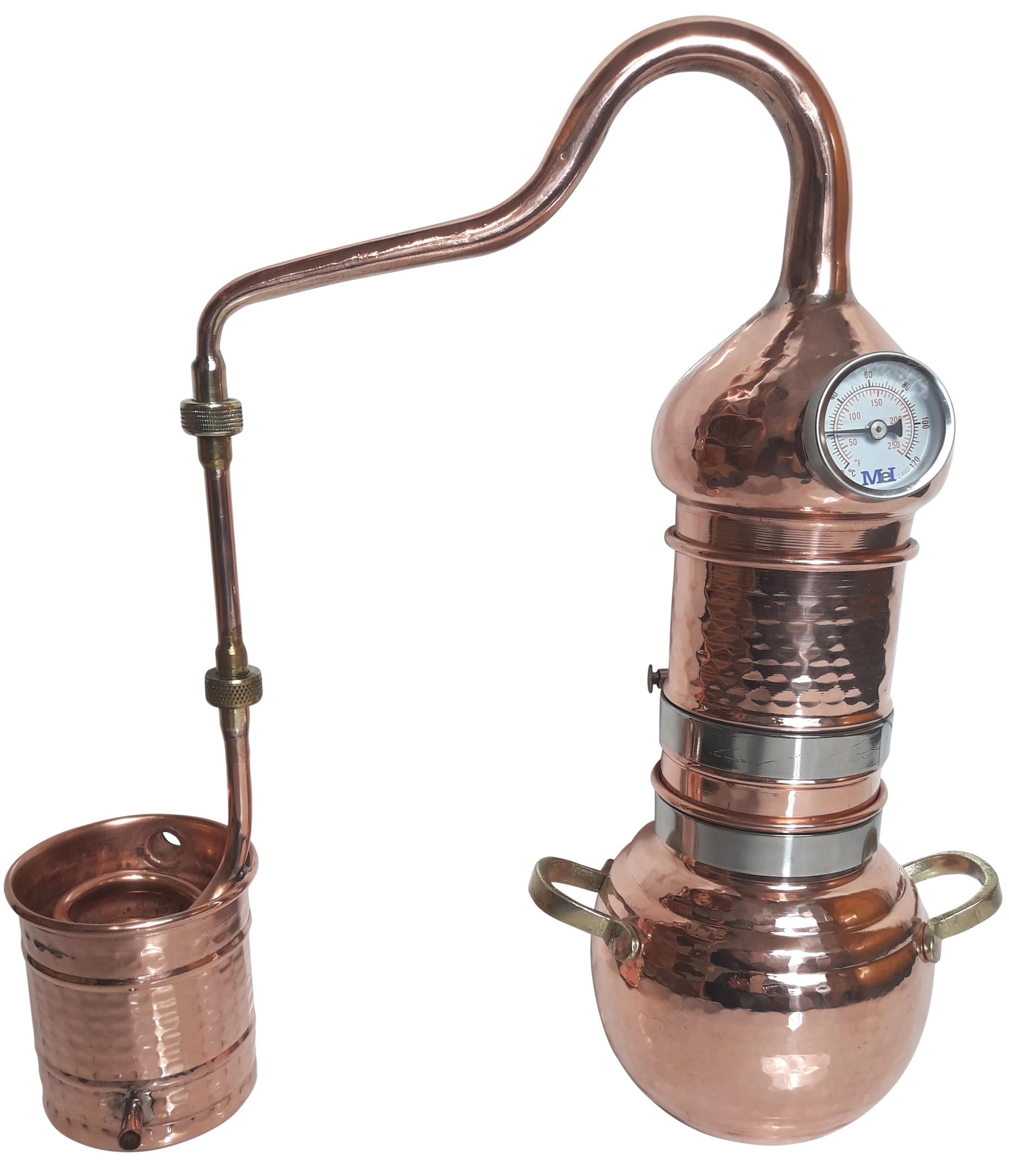 Kolonnenbrennerei aus Kupfer 1 L Thermometer - Destille ätherische Öle - mit Kippgestell