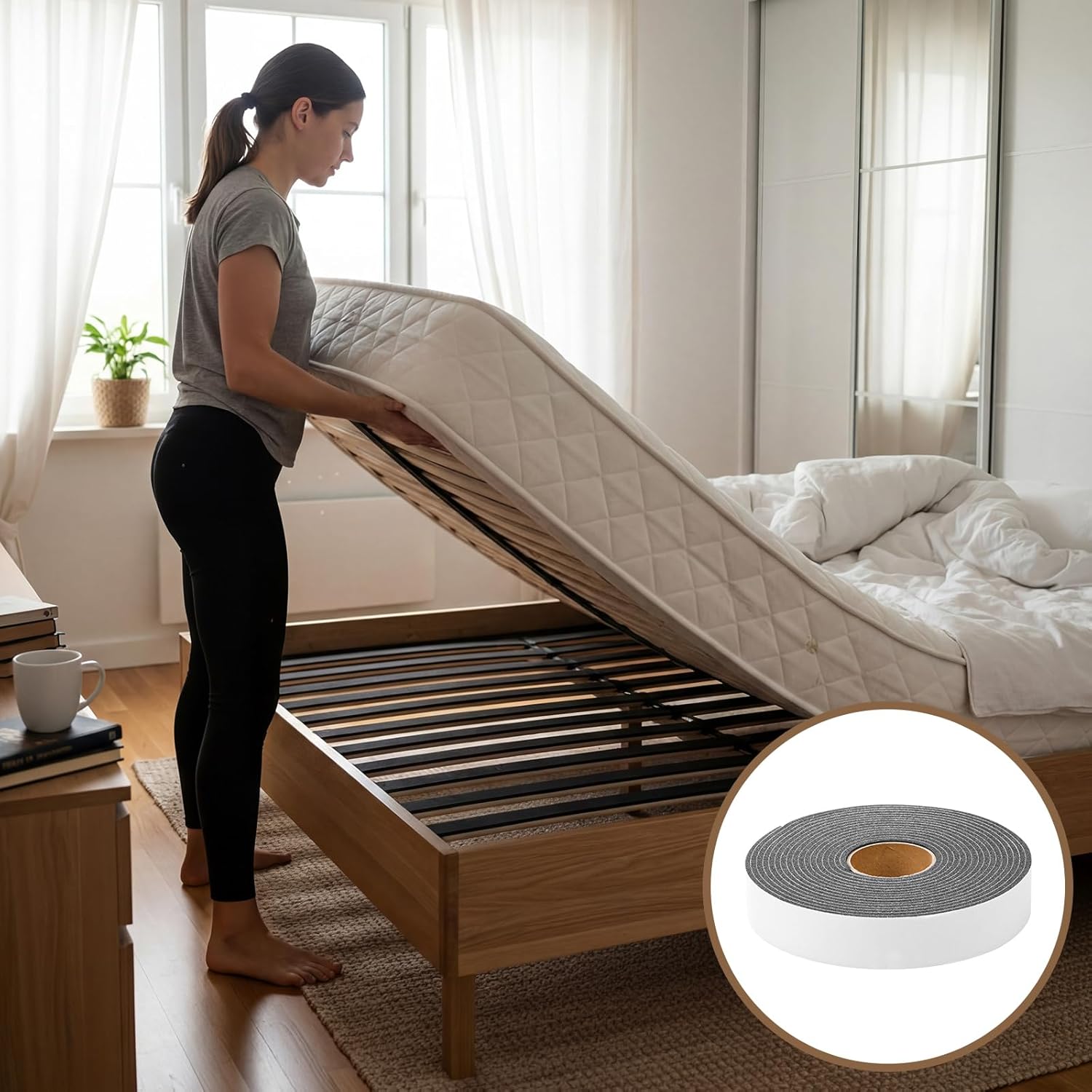 Yalikop 2 Inch x 30 Feet Mattress Non Slip Gripper, Futon No-Slip Strips Prevents Mattresses from Sliding and Holds Bed in Place, Pad Grips Beds, Sofa, Couch, Chair Cushions, Easy Trim Pads