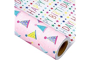 First Birthday Wrapping Paper for Girls - Party Supplies for Her First Birthday