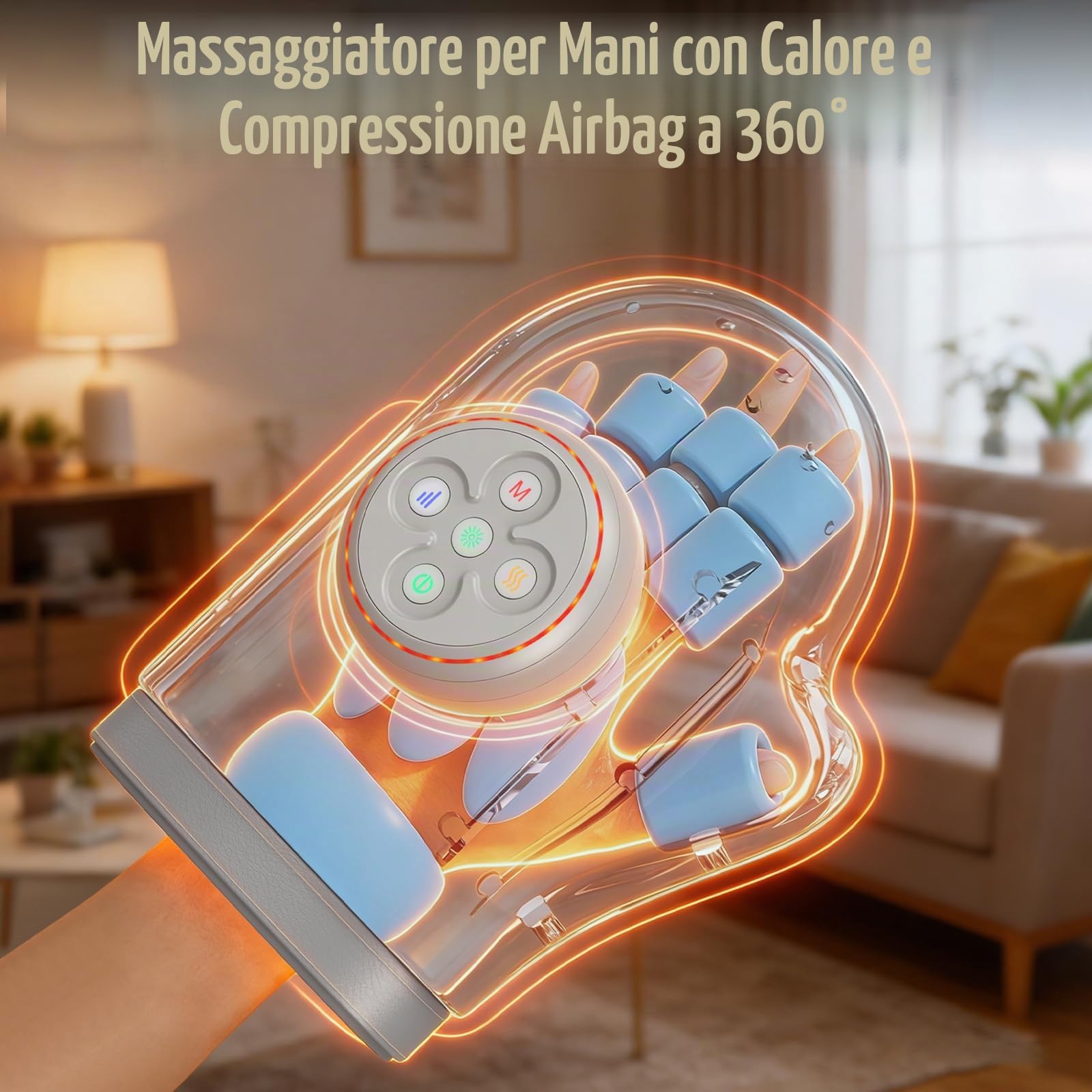 Massaggiatore Grigio Per Mani, Calore 3 Modalità & 5 Livelli | Modello Elettrico Senza Fili USB, Con Compressione Aria, Sollievo Artrite E Tunnel Carpale, Regalo Uomo E Donna