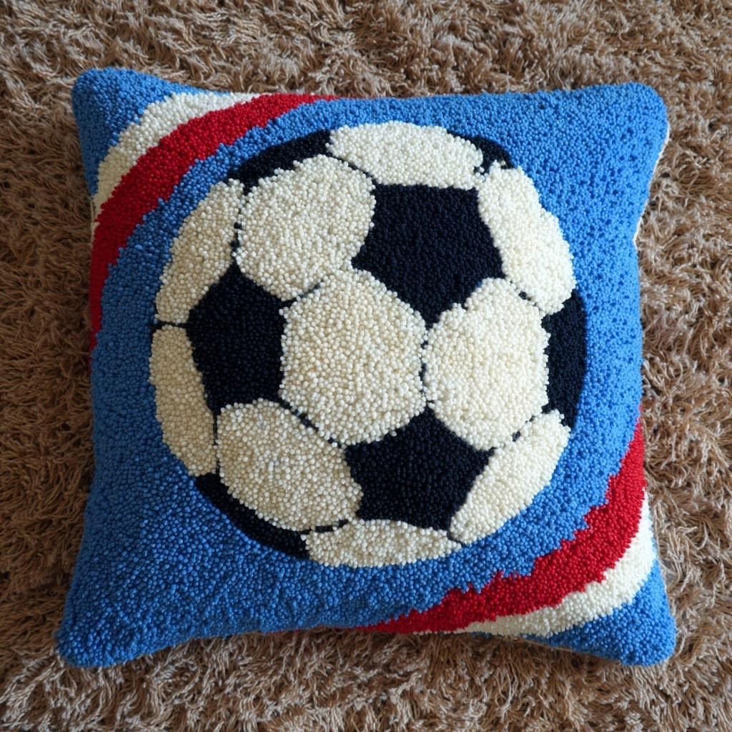 Wallustrioaw Latch Hook Cushions-H Latch Hook Kits For Adults Beginners,Football Pattern