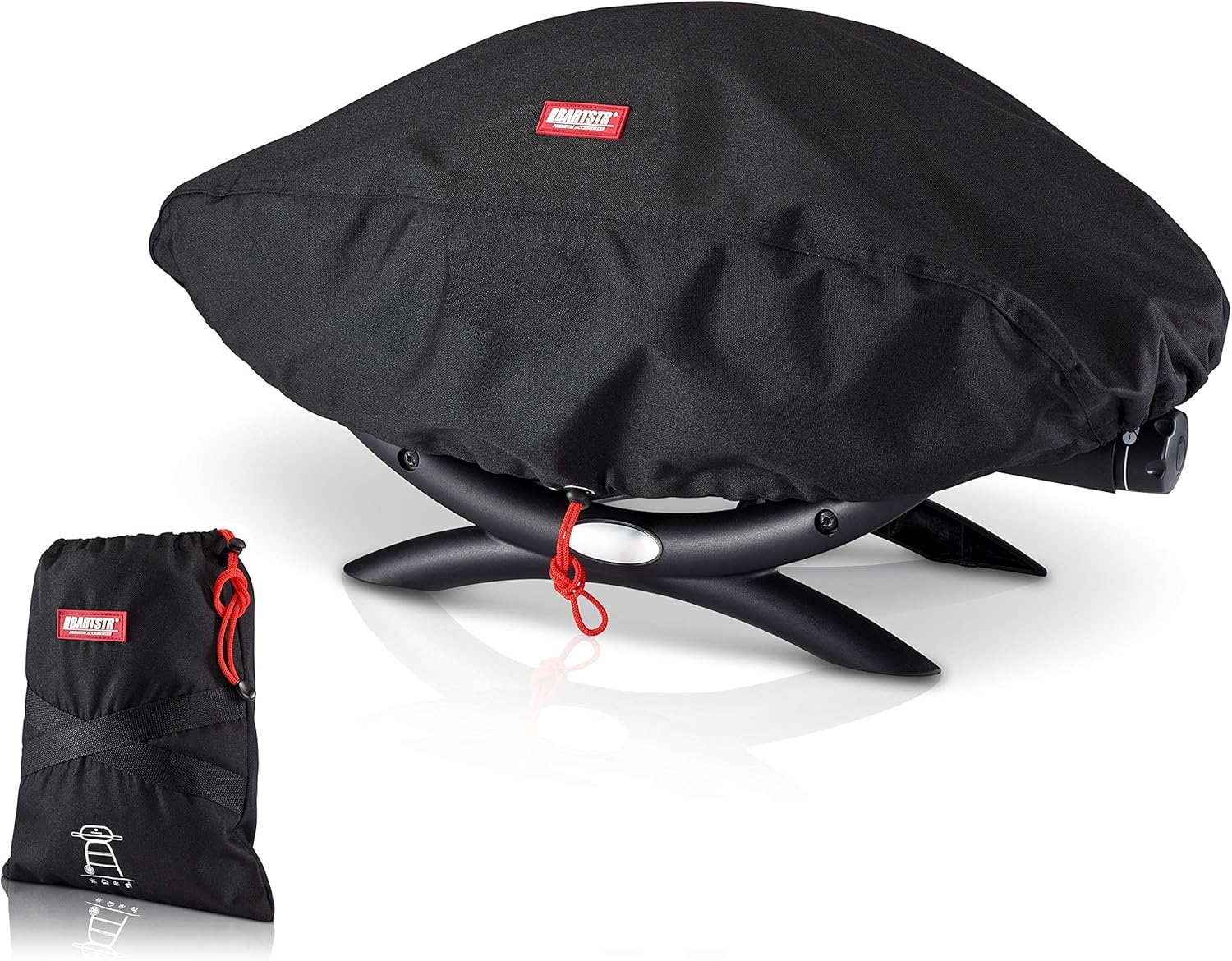 BARTSTR Grillabdeckung wetterfest 76 x 40 x 30 cm, 600D OxfordGrill Abdeckhaube für Q200/Q240/Q100/Q1000-Serie, Reißfest & wasserdicht mit UV-Schutz, Grill Zubehör – Schwarz