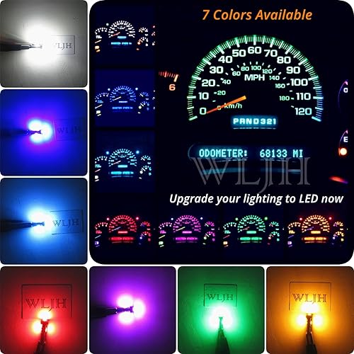 Miniatura 3 de WLJH Lote de 10 luces de diodo emisor de luz (LED) Canbus T5 2721 37 74 de cuña PC74 de repuesto para tableros de vehículos., Azul