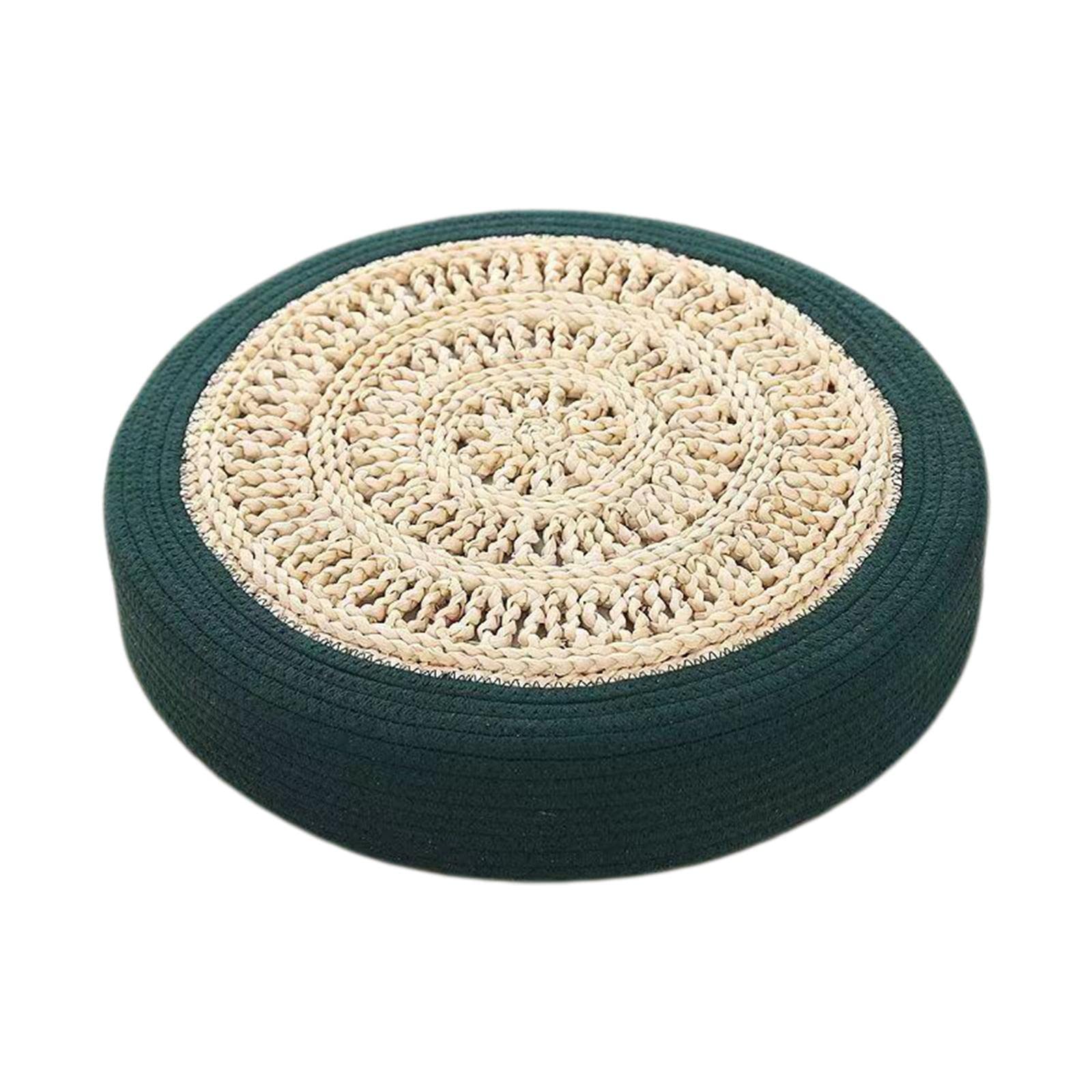 Round Tatami Floor Cushion Japanese Style for Patio Indoor Outdoor Dark Green-image-36