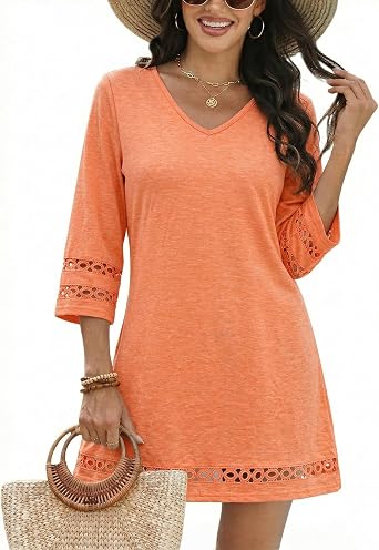CiCiBird Swimsuit Coverup for Women Bathing Suit Cover Up Summer V Neck Beach Dress Shirts
