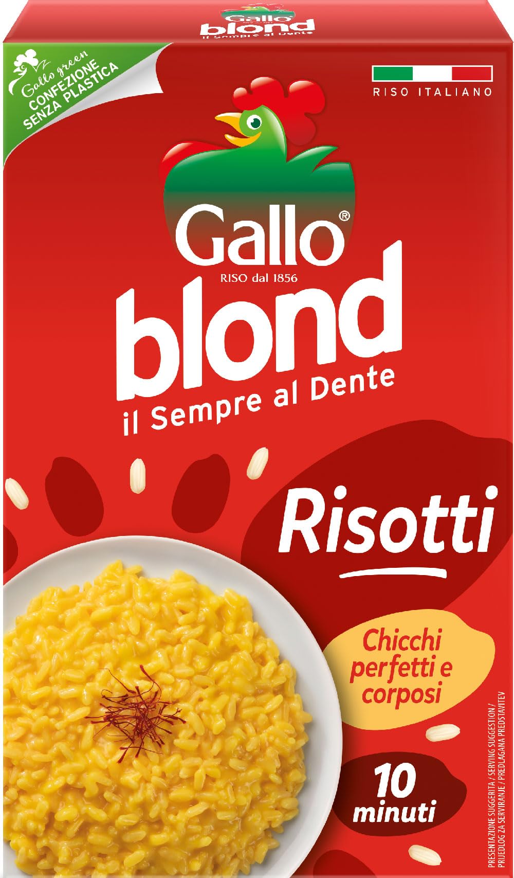 Italian Gourmet riso per risotti Blond italienischer Reis 12 x 1kg 10 Min | Chicchi selezionati, piatti cremosi all'italiana, schnelle Zubereitung in, Gesamtnettogewicht 12 kg + Kostenlos Polpa 400g