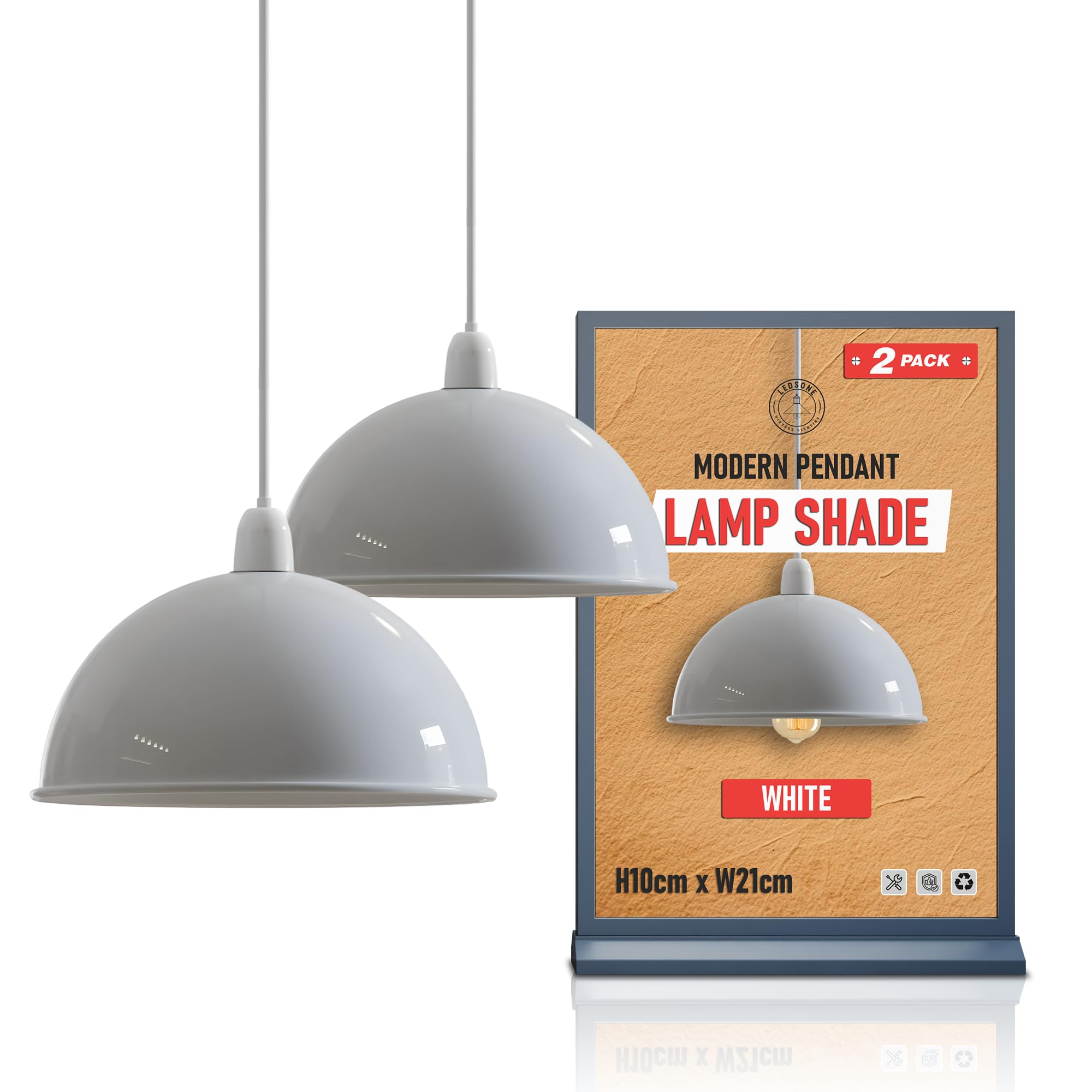 21cm White Ceiling Pendant Light Shade, Metal Non-Electrical Lampshade โ image 1