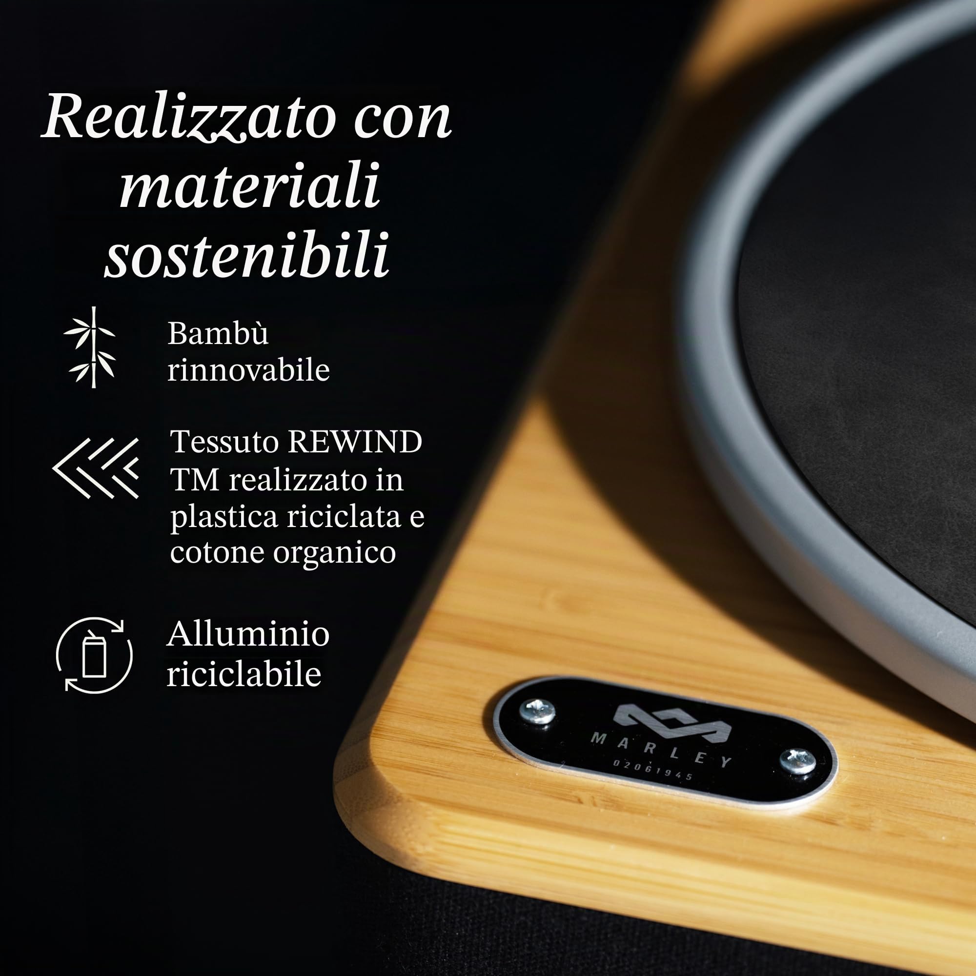 House of Marley Stir It Up Wireless 2 Giradischi con Casse 10W - Bambù | Bluetooth, Giradischi Vinili dal Design Responsabile con Testina Audio-Technica